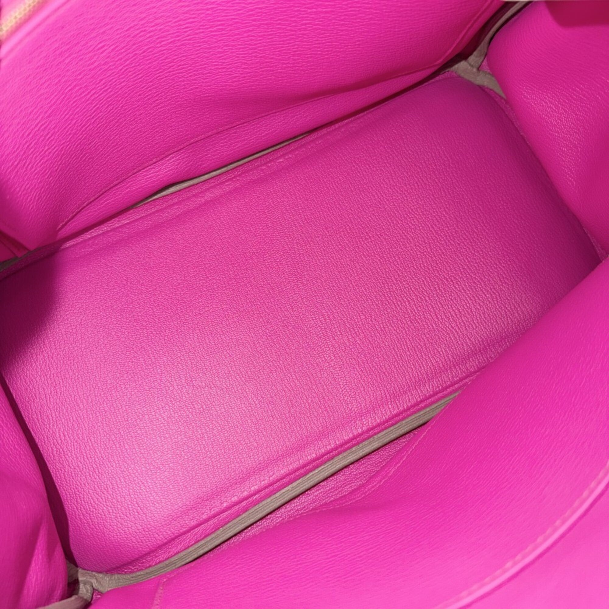 Hermes Pink White Leather Handbag (Pre-Owned)