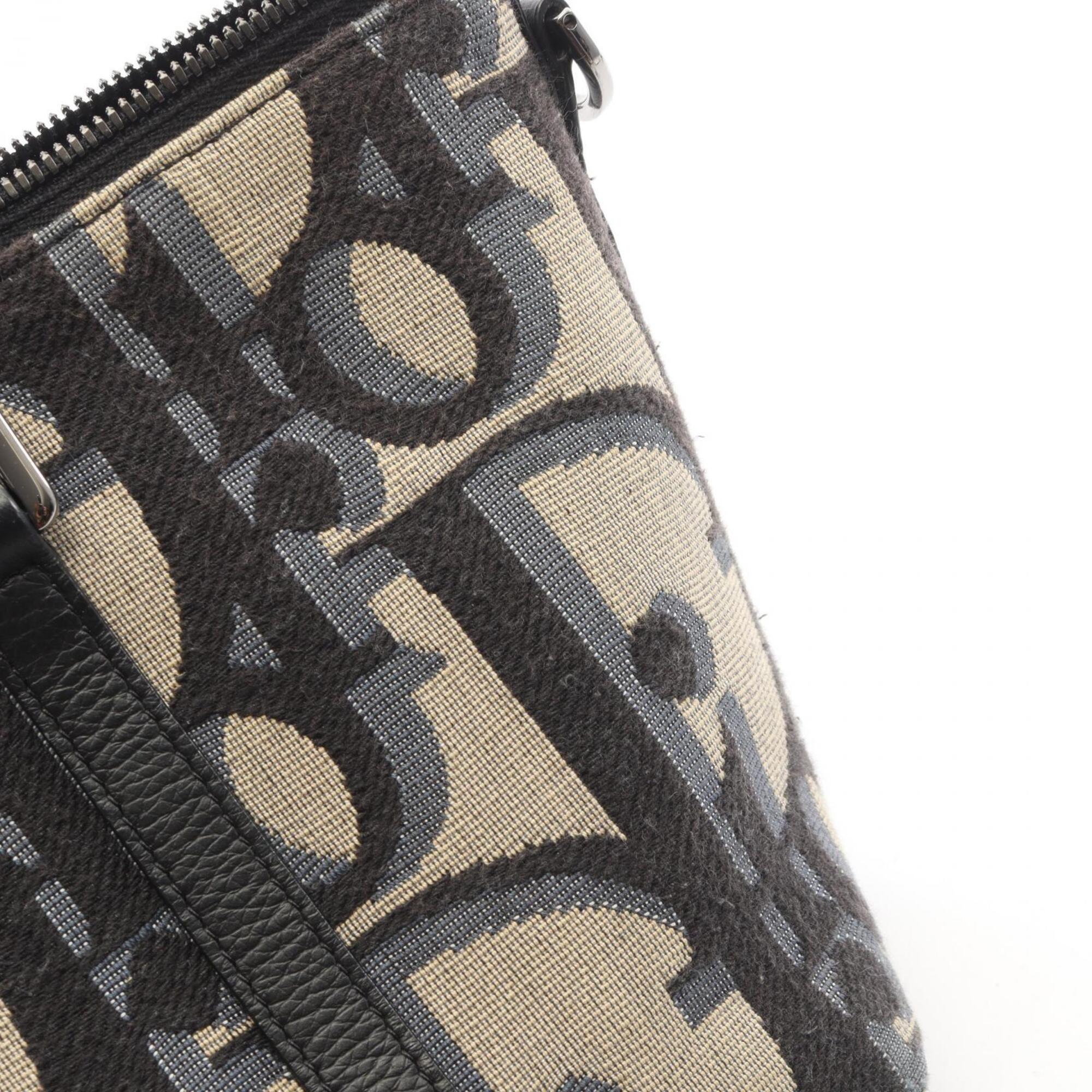 Christian Dior Beige Black Canvas Leather Handbag Weekend Bag (Pre-Owned)