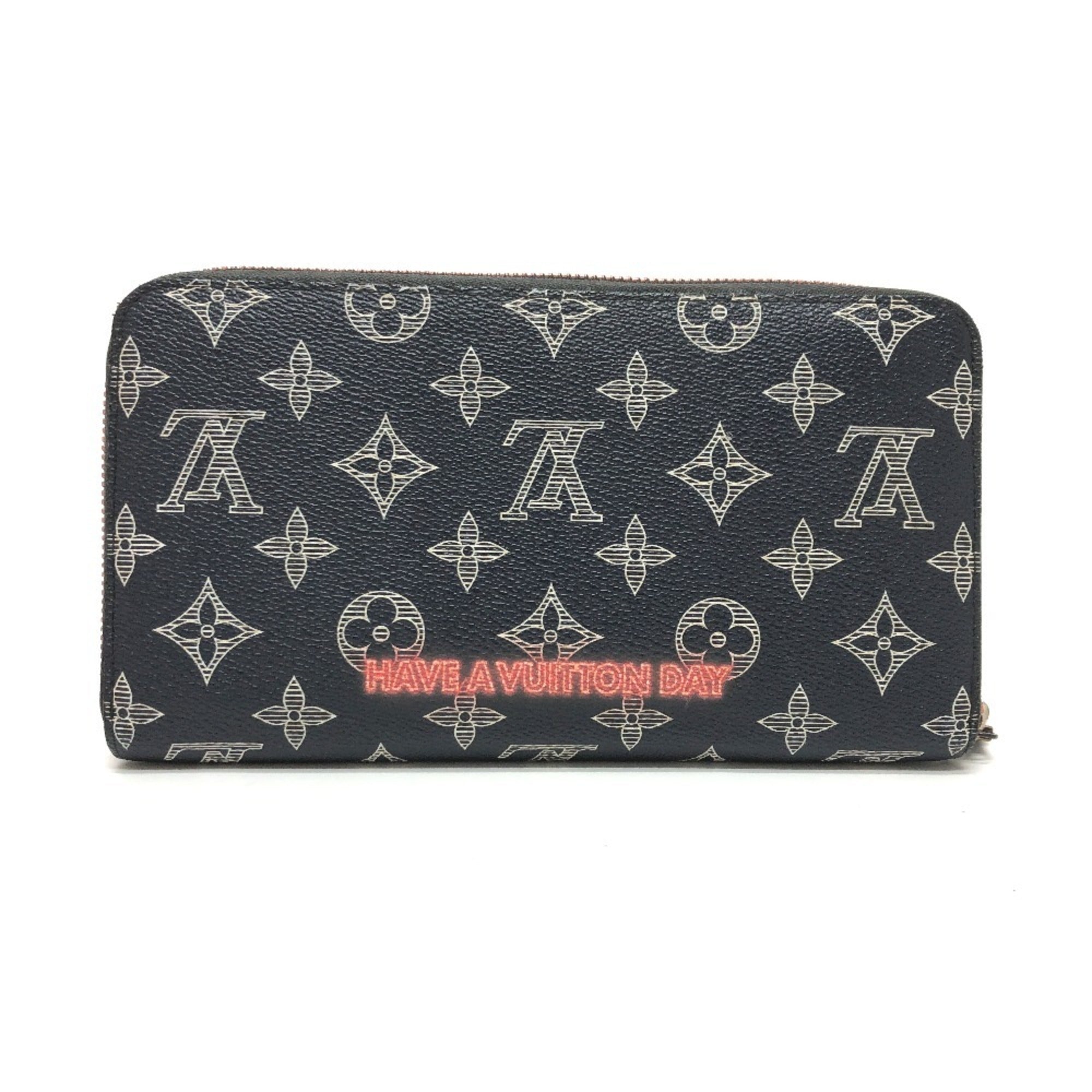 Louis Vuitton Black Navy Red Color Canvas Long Wallet (Bi-Fold) (Pre-Owned)