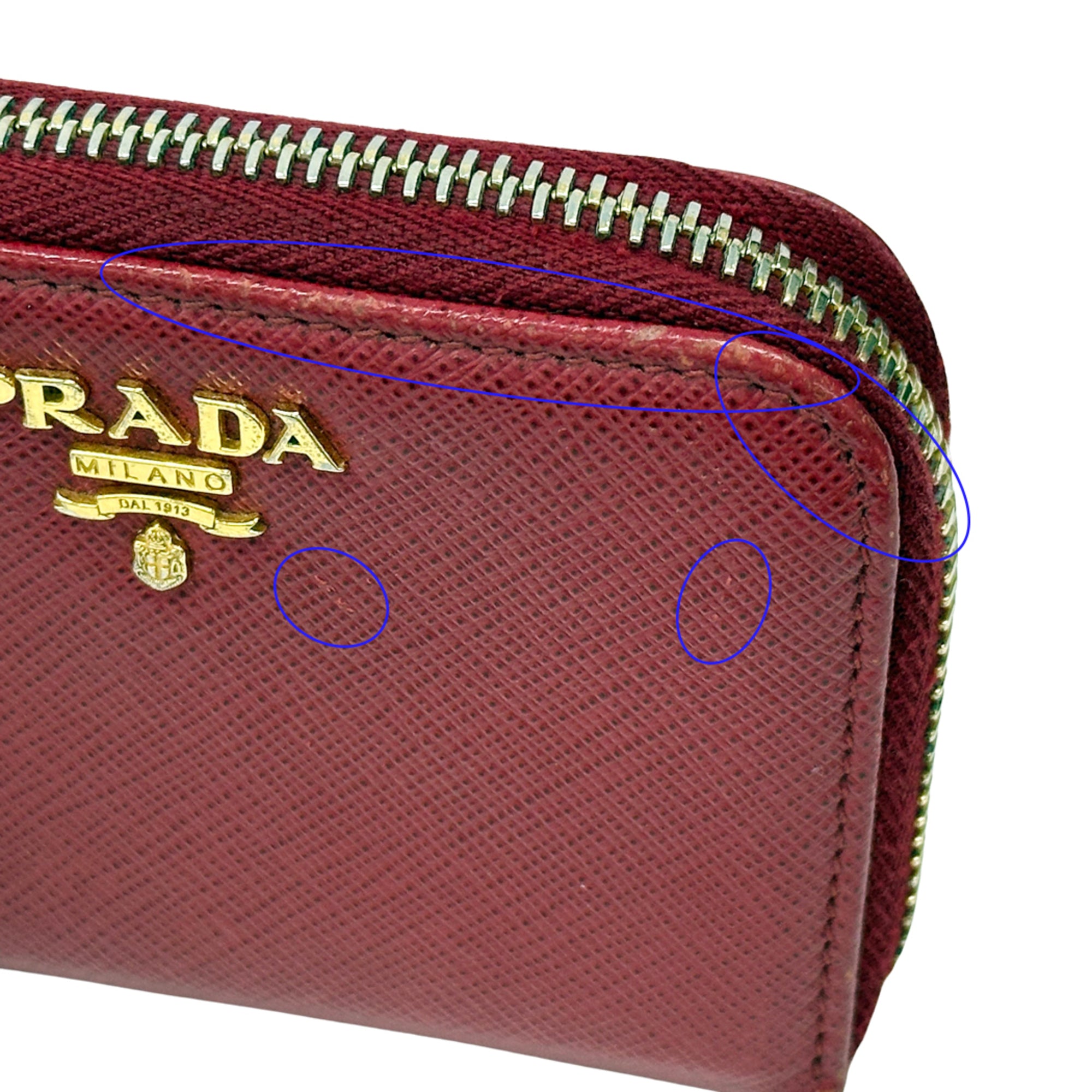 Prada Red Color Saffiano Coin Purse/Coin Case (Pre-Owned)
