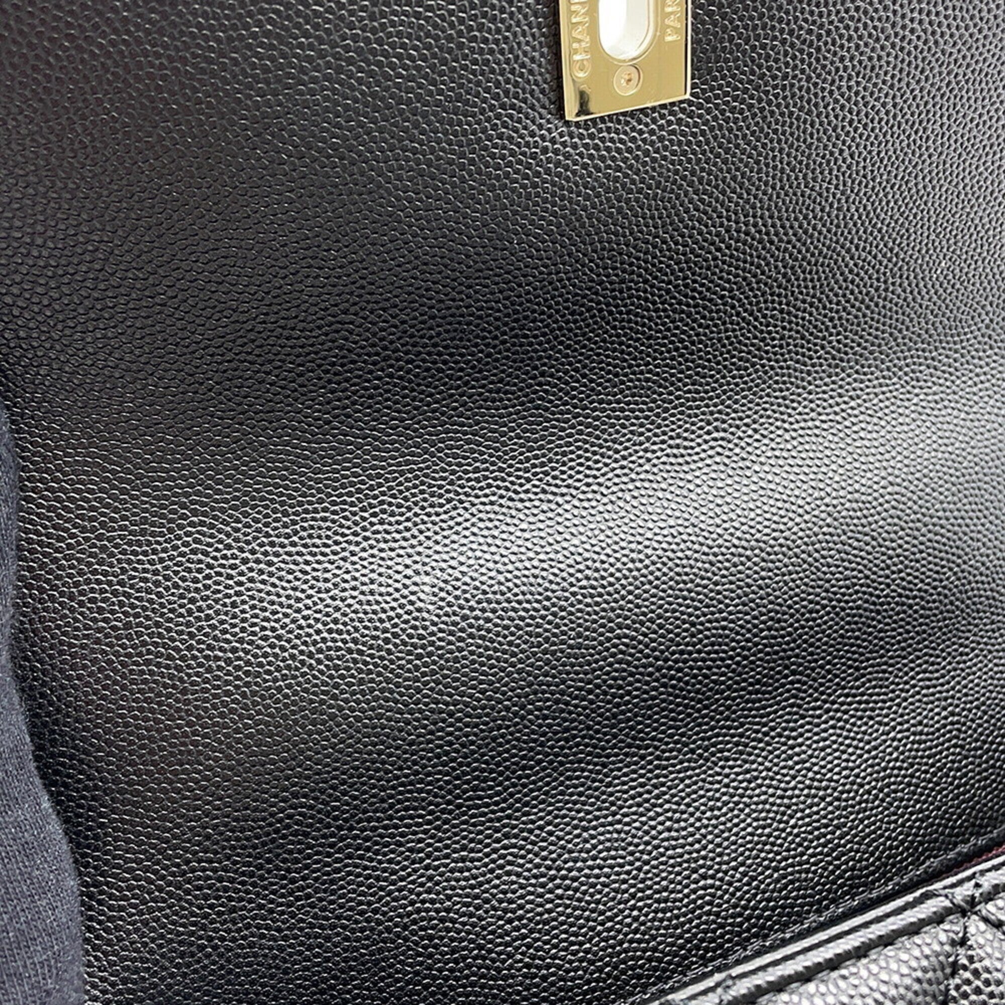 Chanel Matelasse Black Grained Calfskin Handbag Shoulder Bag (Pre-Owned)