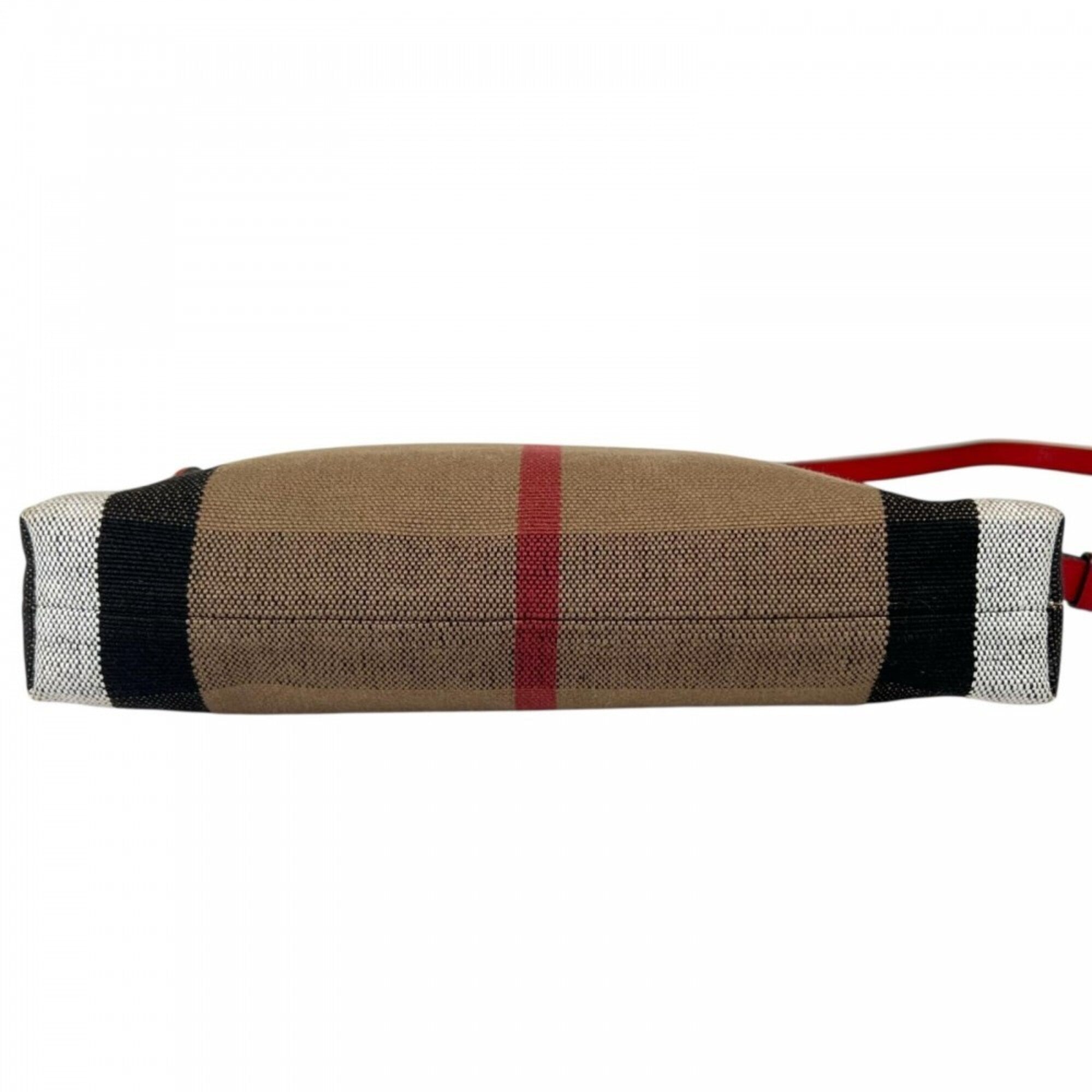 Burberry Multi-Color White Canvas Leather Shoulder Bag (Pre-Owned)