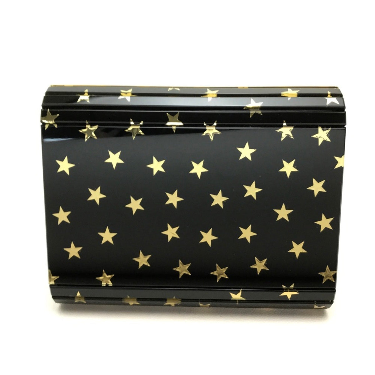 Jimmy Choo Black Gold Leather Plastic Clutch Bag Pochette Shoulder Bag (Pre-Owned)