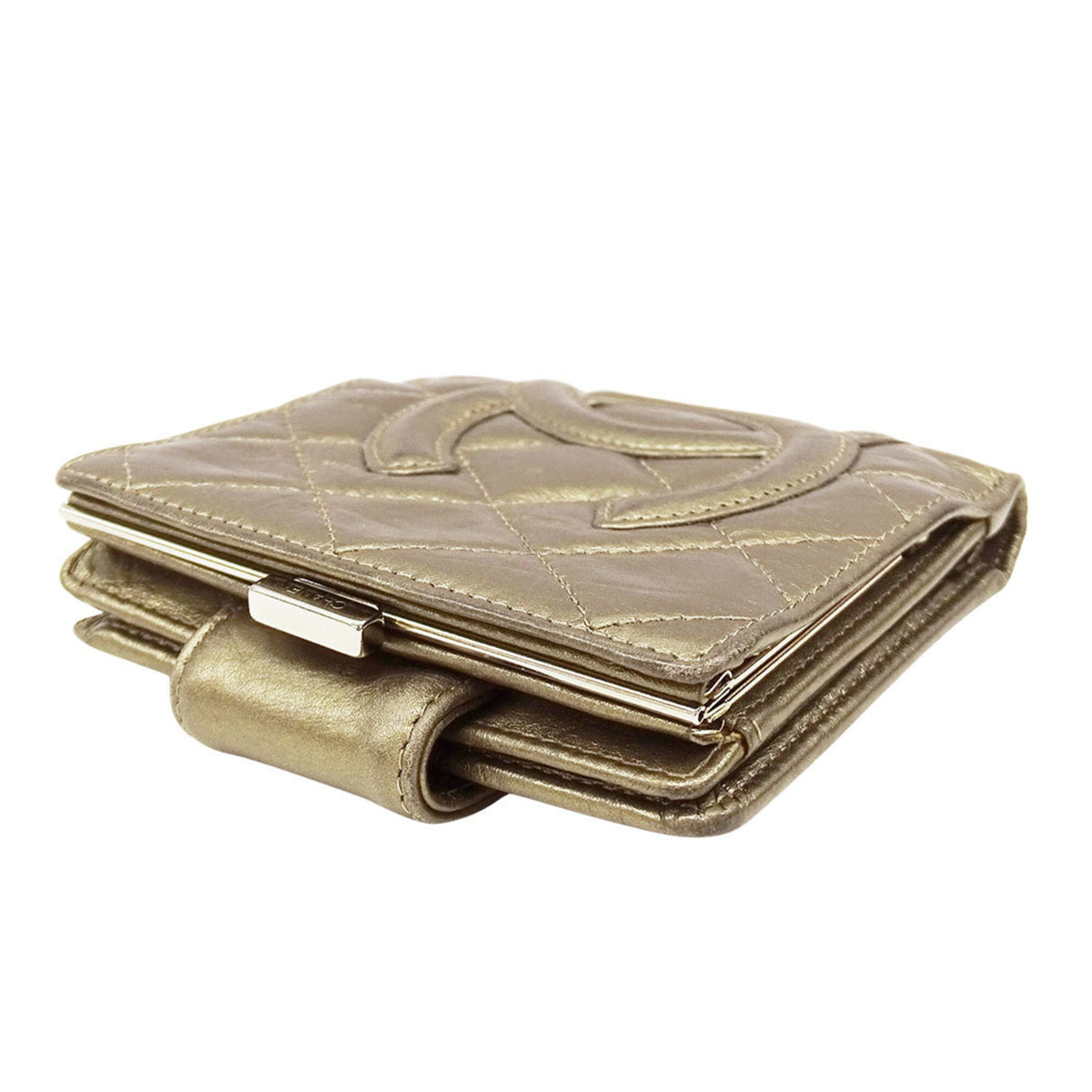Chanel Gold Leather Wallet (Bi-Fold) (Pre-Owned)