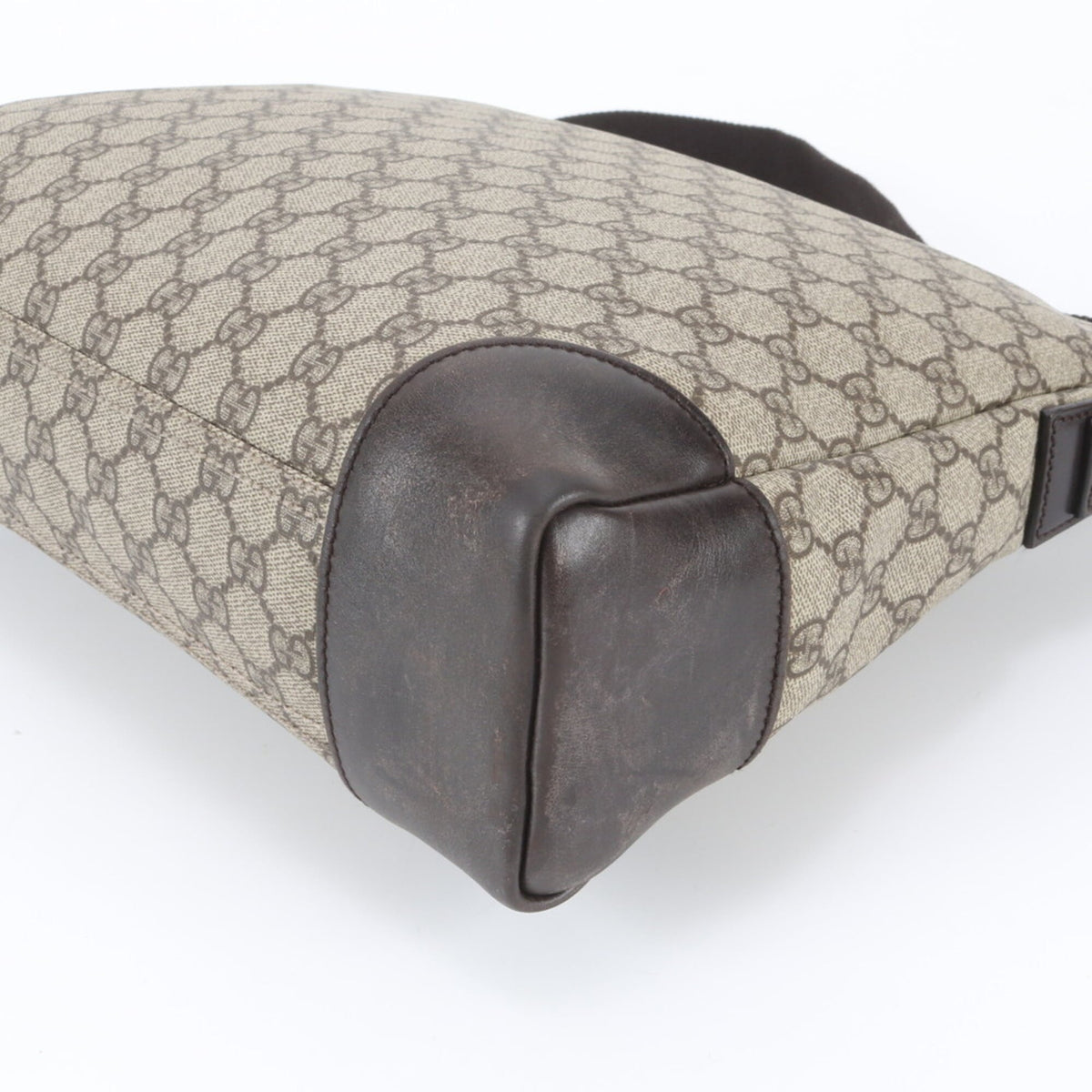 Gucci Brown Leather Coated Canvas Messenger Bag Shoulder Bag (Pre-Owned)