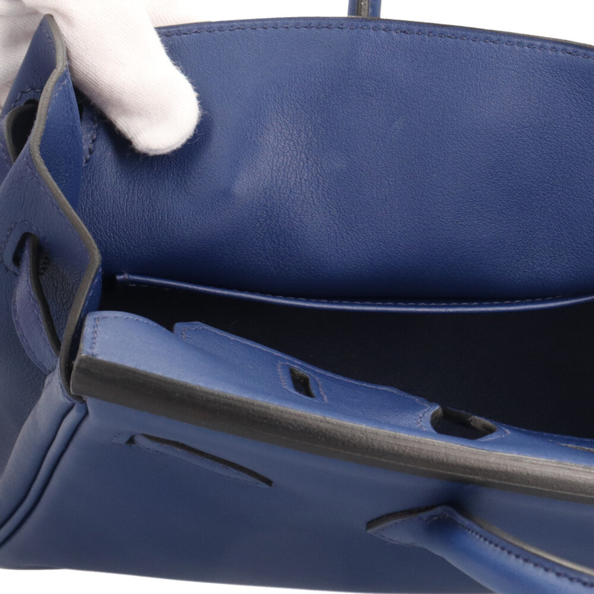 Hermes Bleu Saphir Blue Swift Leather Handbag (Pre-Owned)