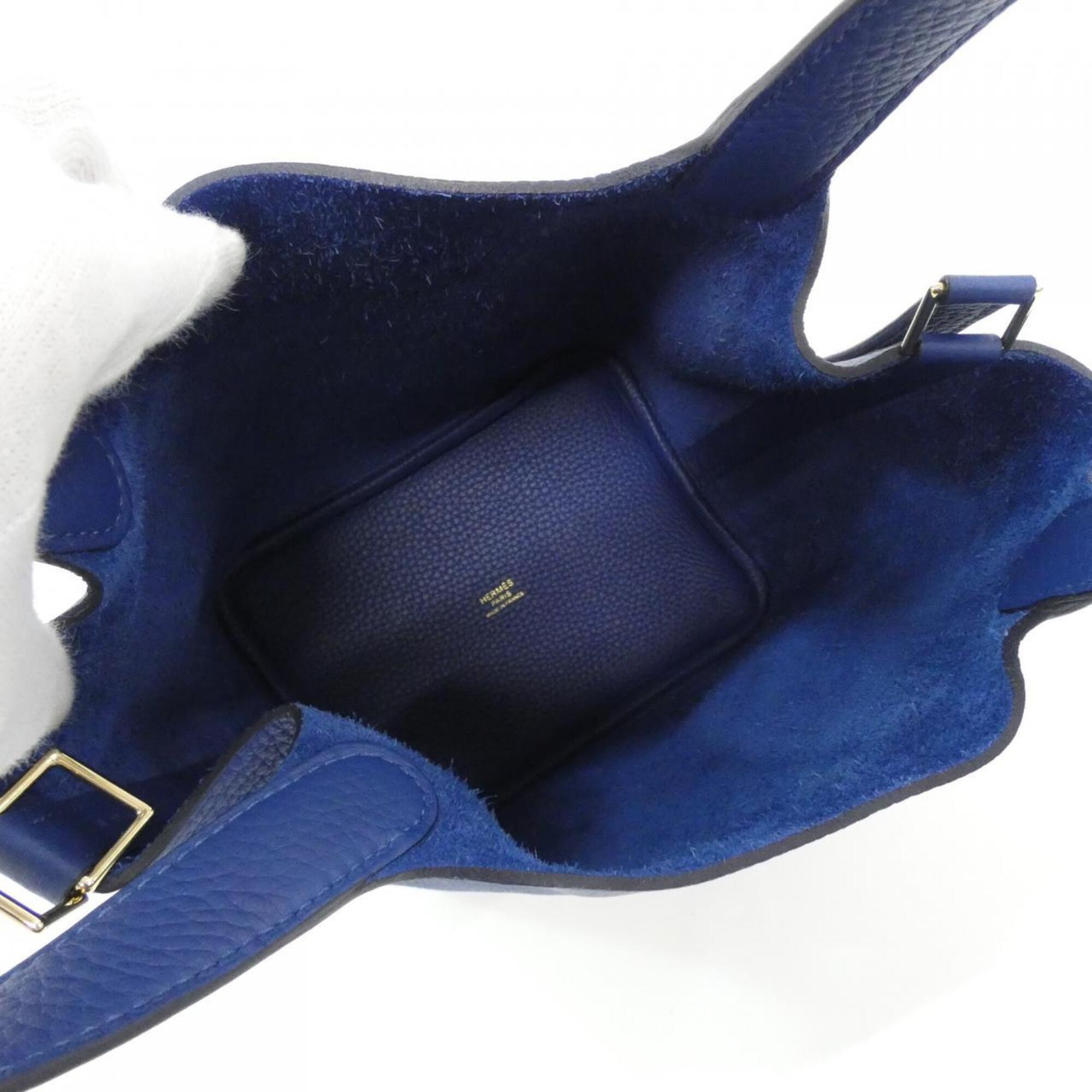 Hermes Blue Taurillon Clemence Leather Handbag (Pre-Owned)