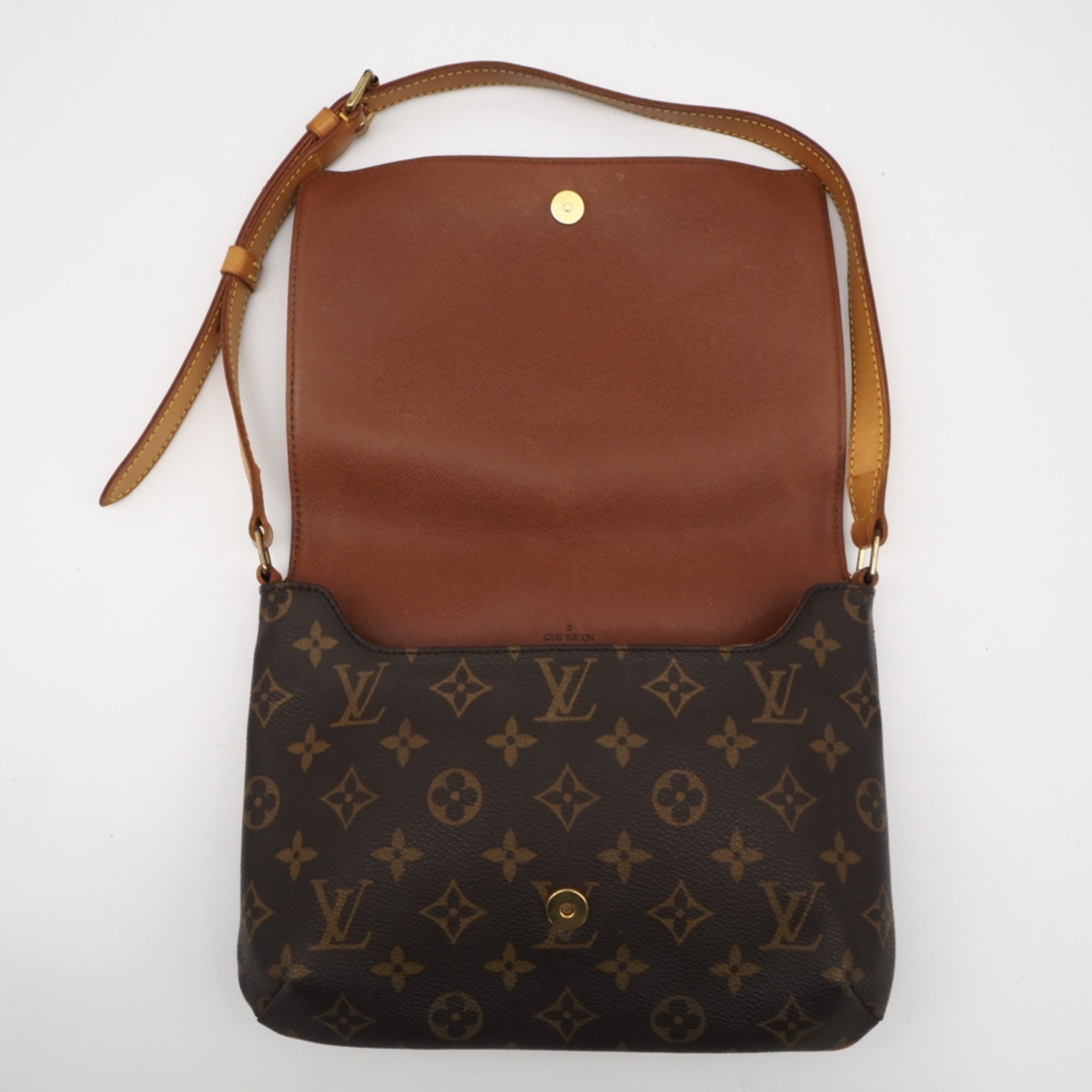 Louis Vuitton Monogram Beige Brown Coated Canvas Leather Shoulder Bag (Pre-Owned)