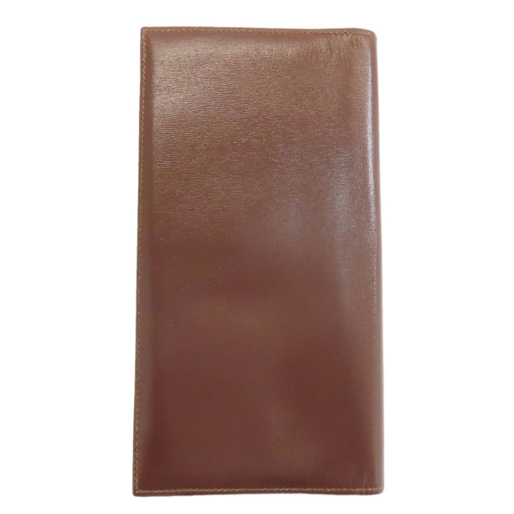 Hermes Brown Red Color Box Calf Leather Long Bill Wallet (Bi-Fold) (Pre-Owned)