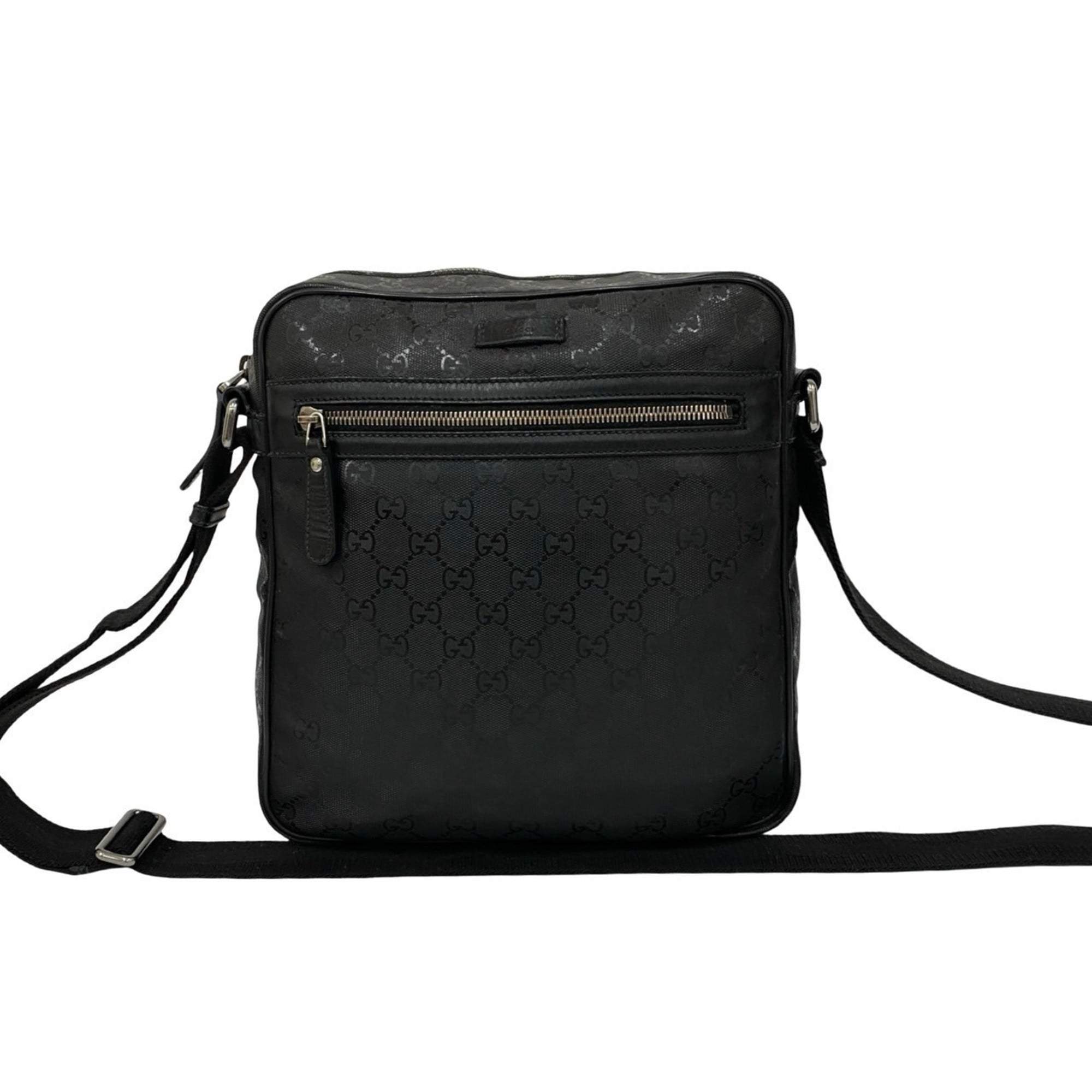 Gucci Black Leather Pvc Messenger Bag Pochette Shoulder Bag (Pre-Owned)