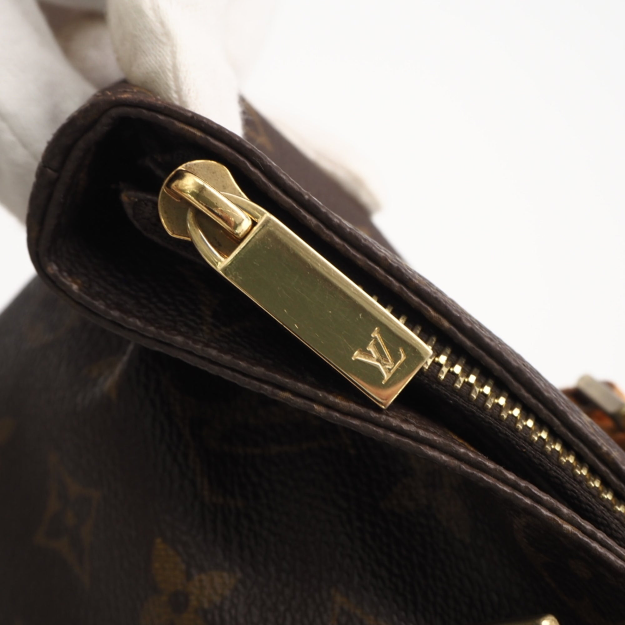 Louis Vuitton Beige Brown Coated Canvas Leather Handbag (Pre-Owned)