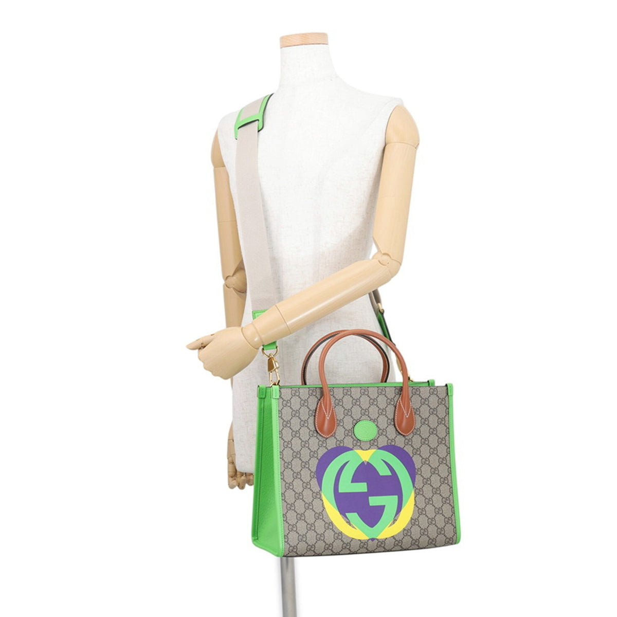 Gucci Beige Multi-Color Pvc Leather Handbag (Pre-Owned)
