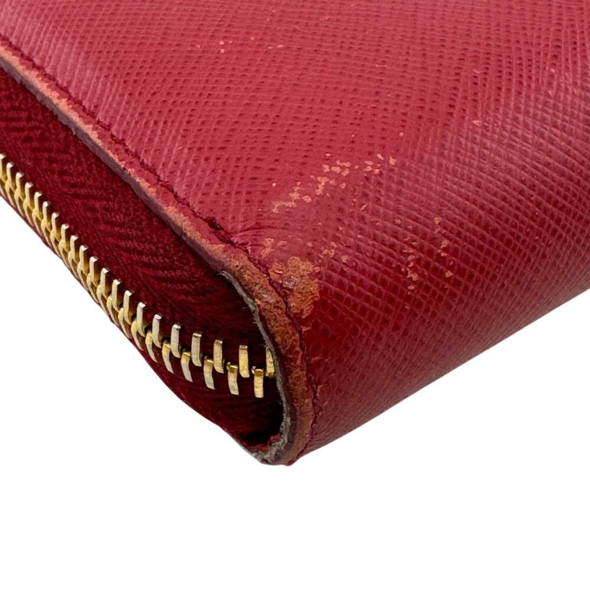 Prada Saffiano Fuoco Red Color Leather Long Wallet (Bi-Fold) (Pre-Owned)