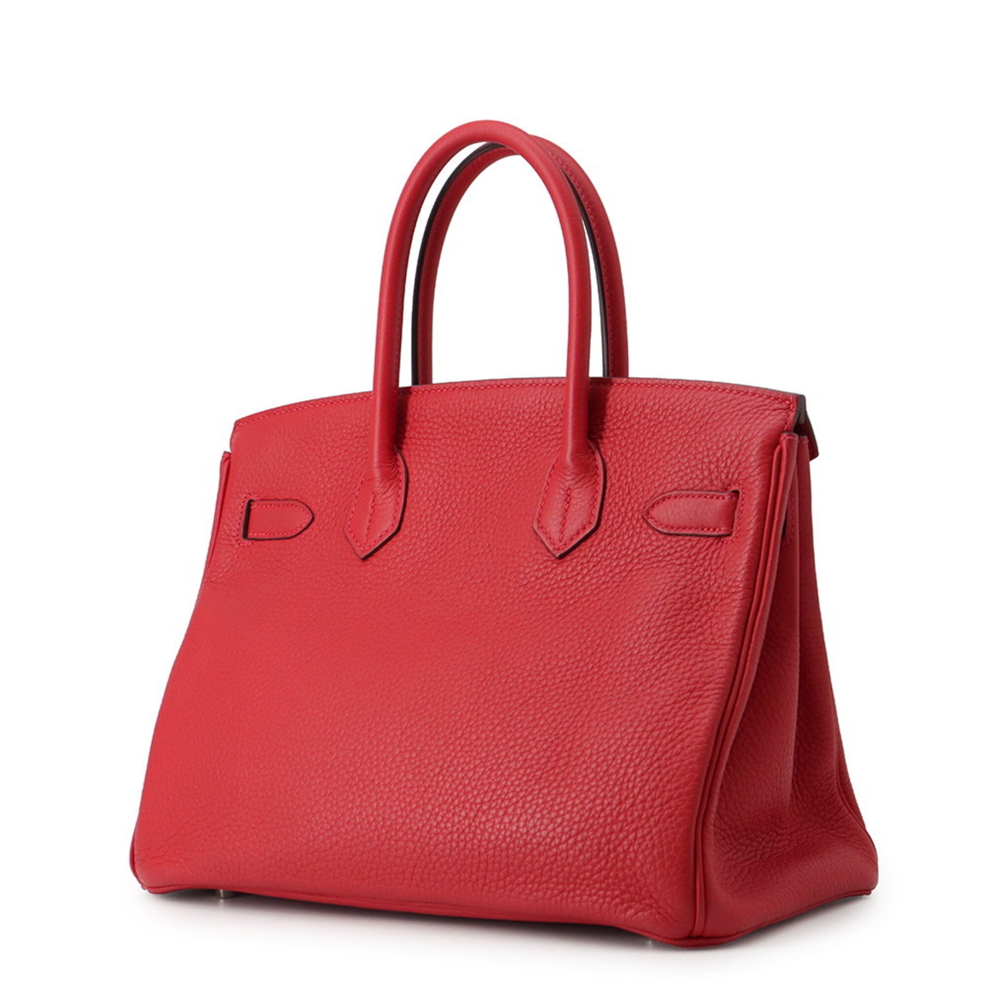 Hermes Rouge Casaque Taurillon Clemence Leather Handbag (Pre-Owned)