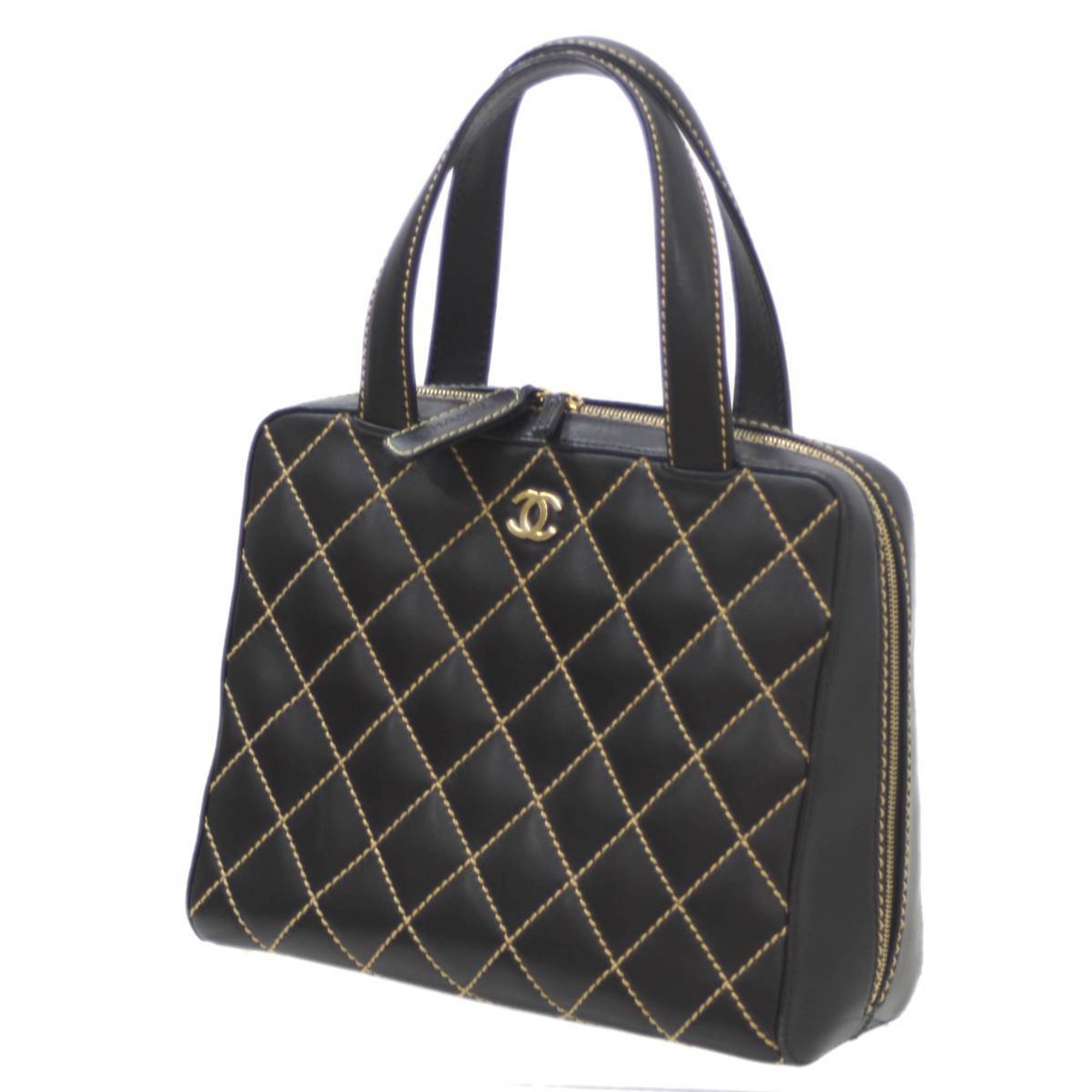 Chanel Wild Stitch Black Leather Handbag (Pre-Owned)