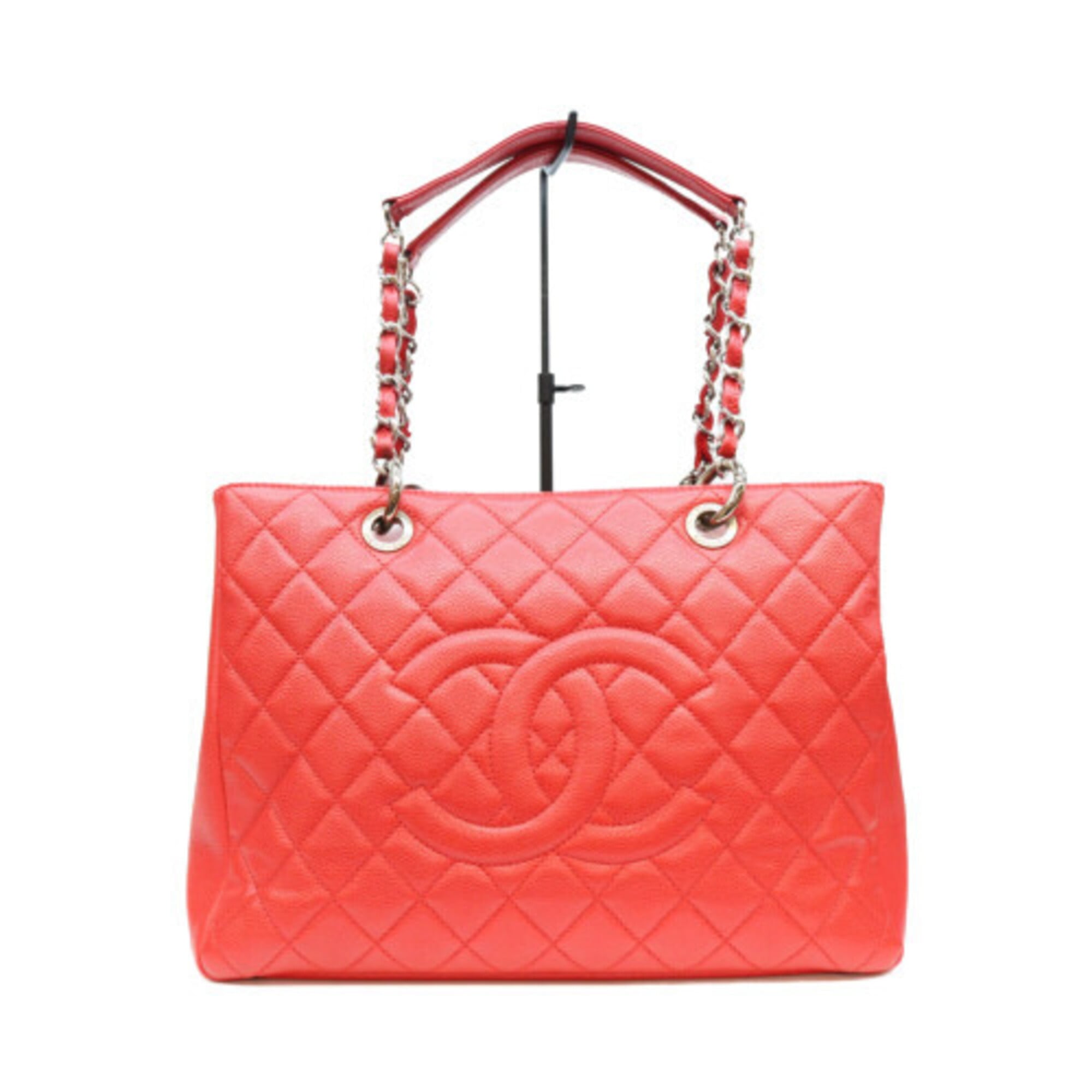 Chanel Red Color Grained Calfskin Tote Bag (Pre-Owned)