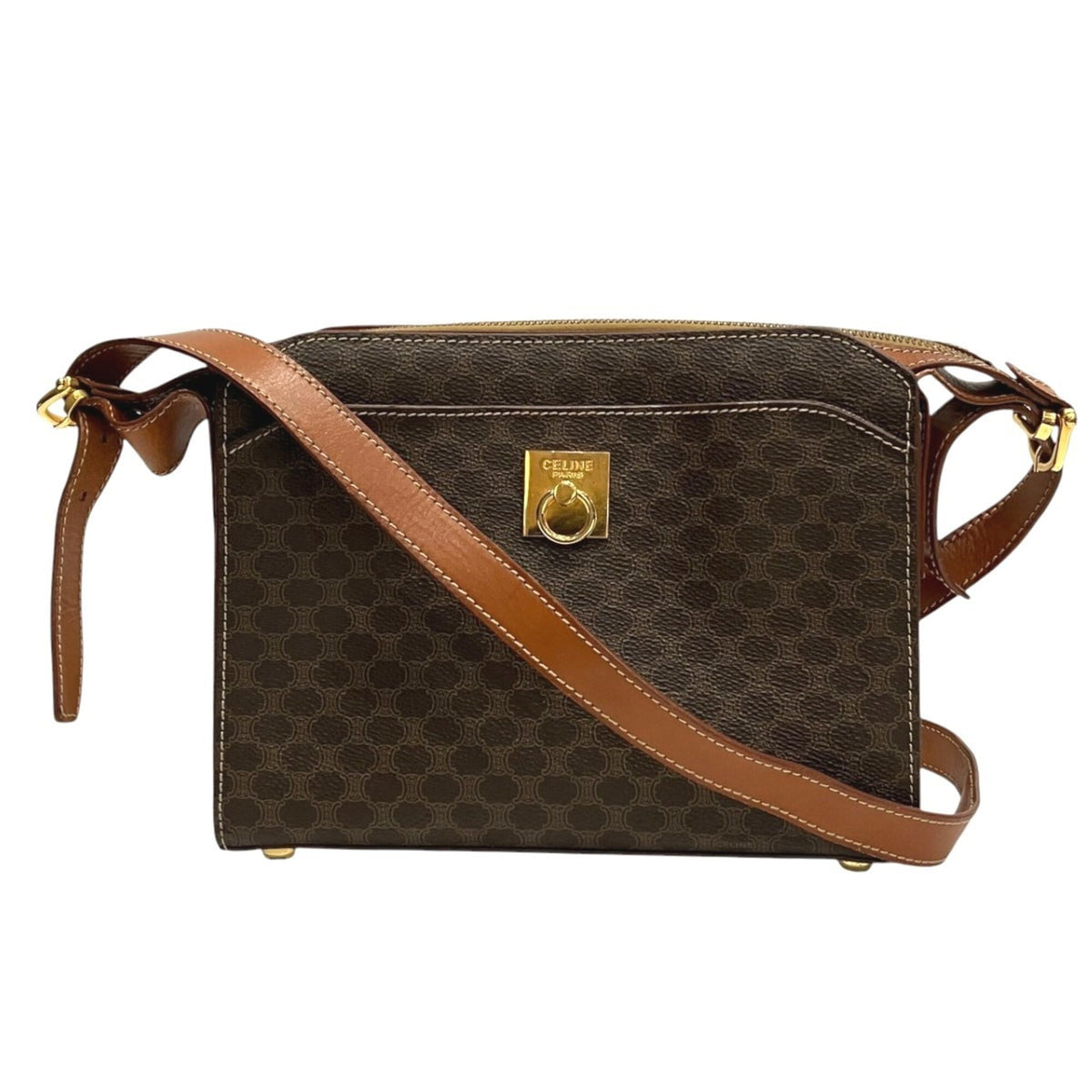 Celine Brown Leather Pvc Shoulder Bag (Pre-Owned)