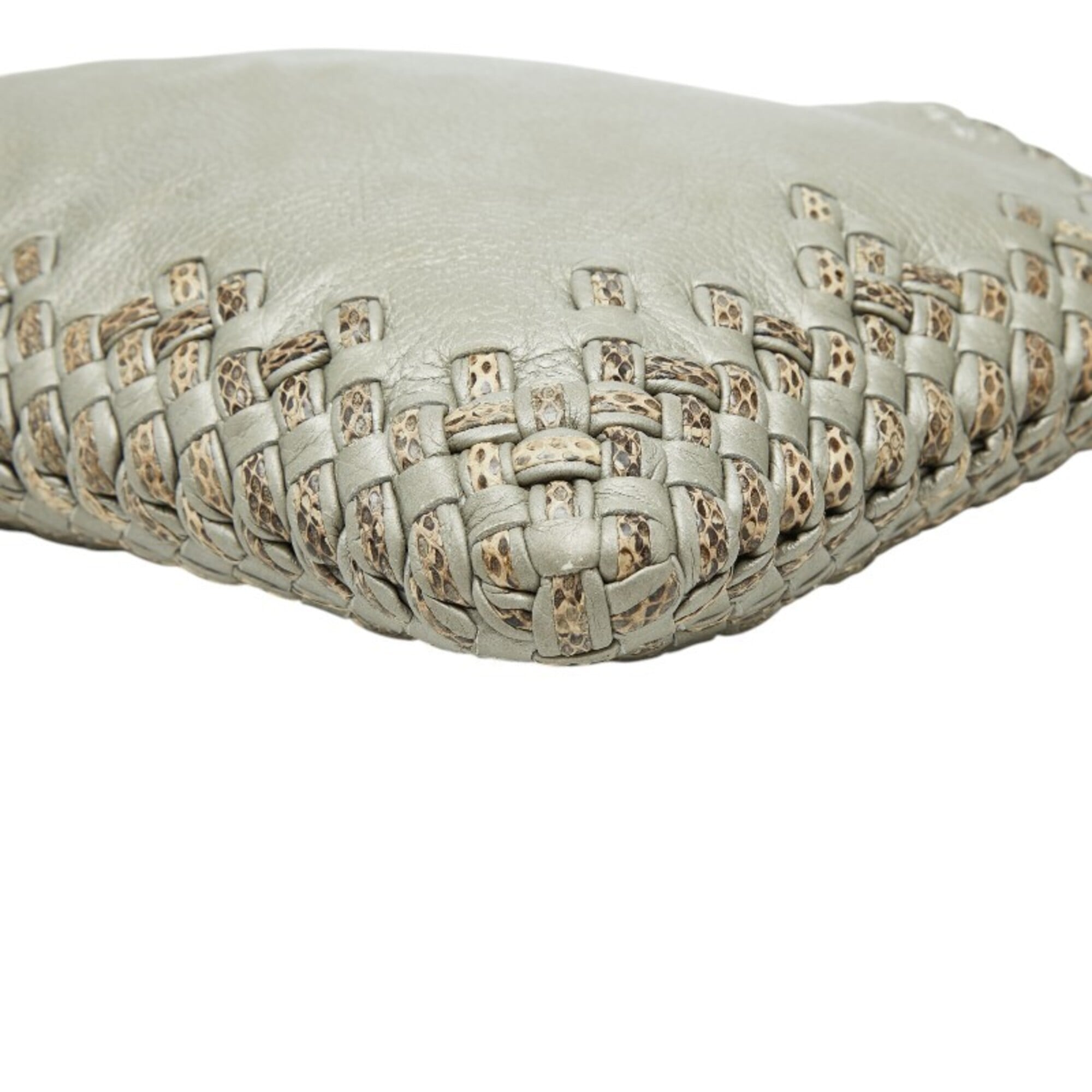 Bottega Veneta Gray Leather Clutch Bag (Pre-Owned)