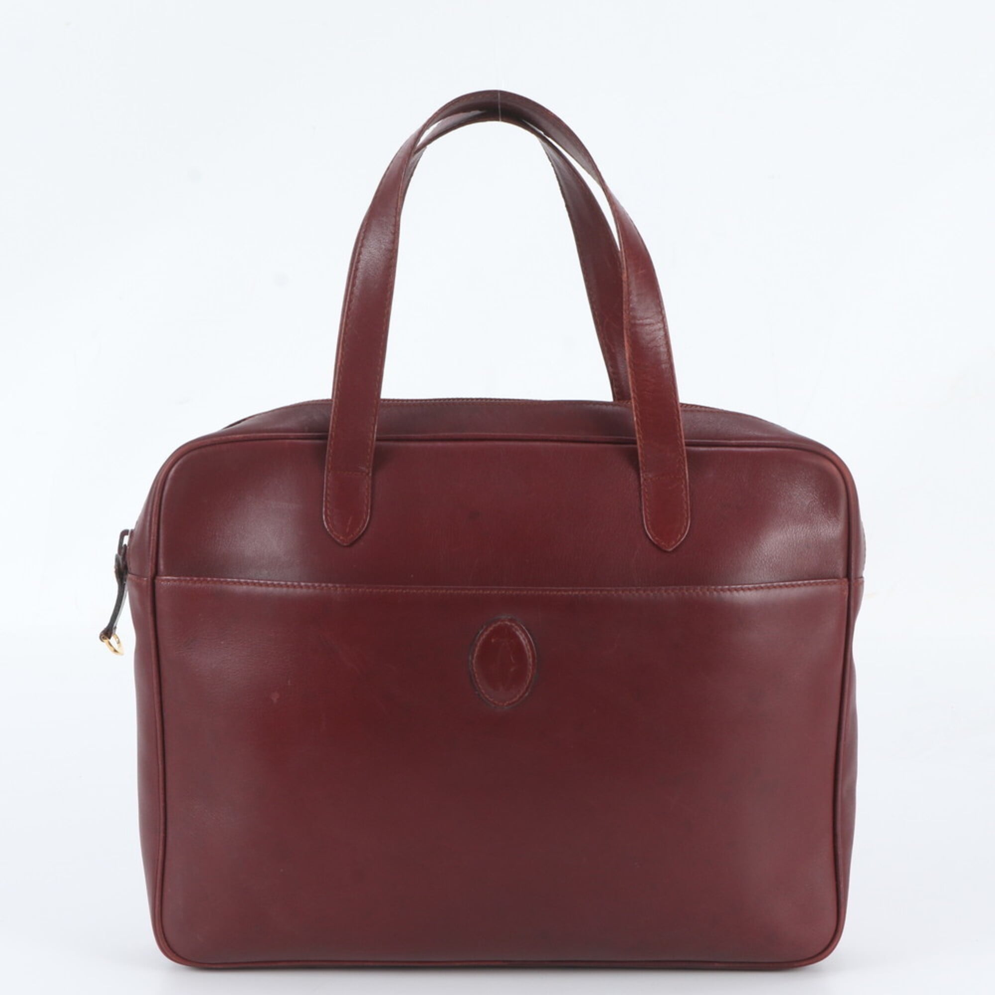 Cartier Wine Red Leather Handbag Shoulder Bag Tote Bag (Pre-Owned)
