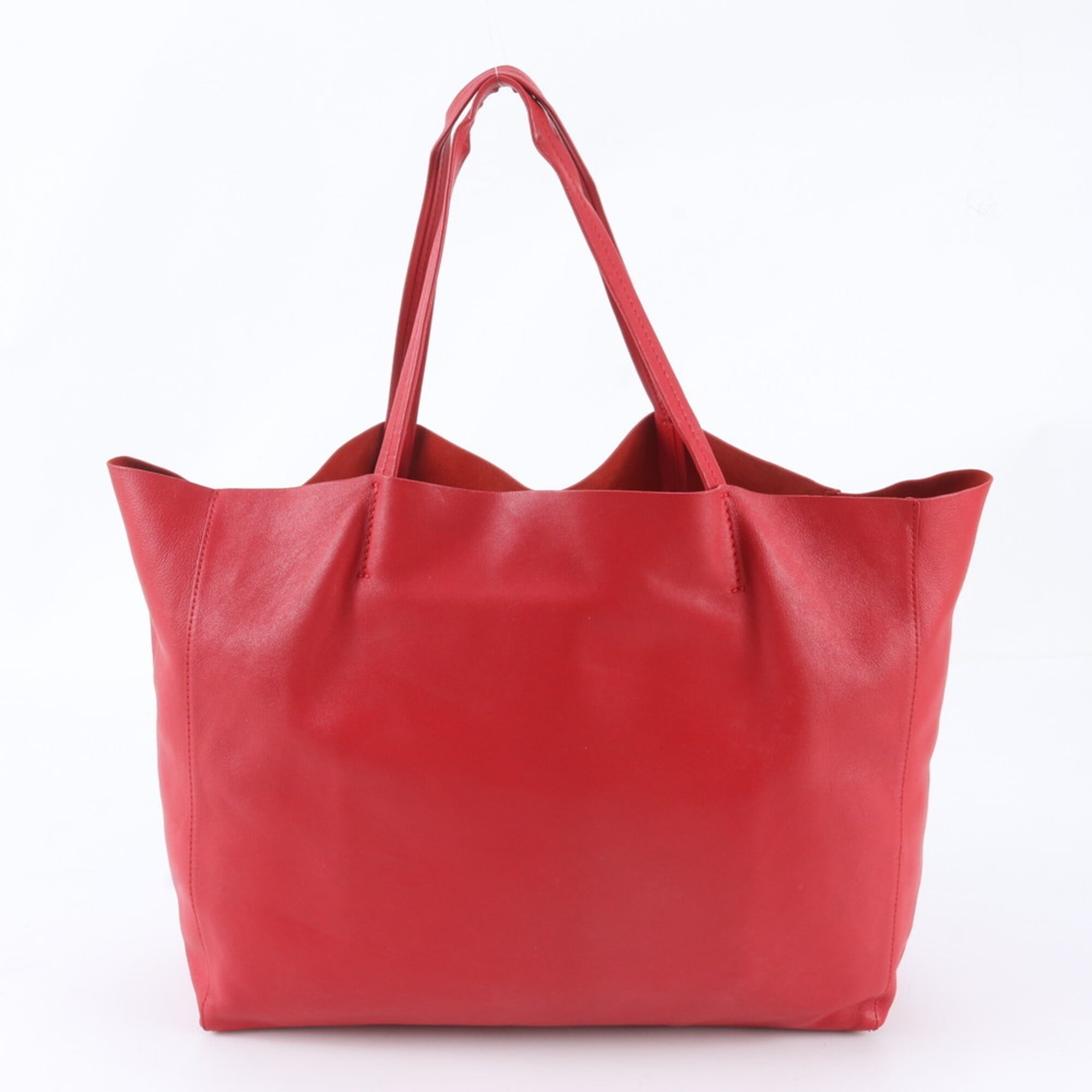 Celine Cabas Red Color Leather Handbag Tote Bag (Pre-Owned)
