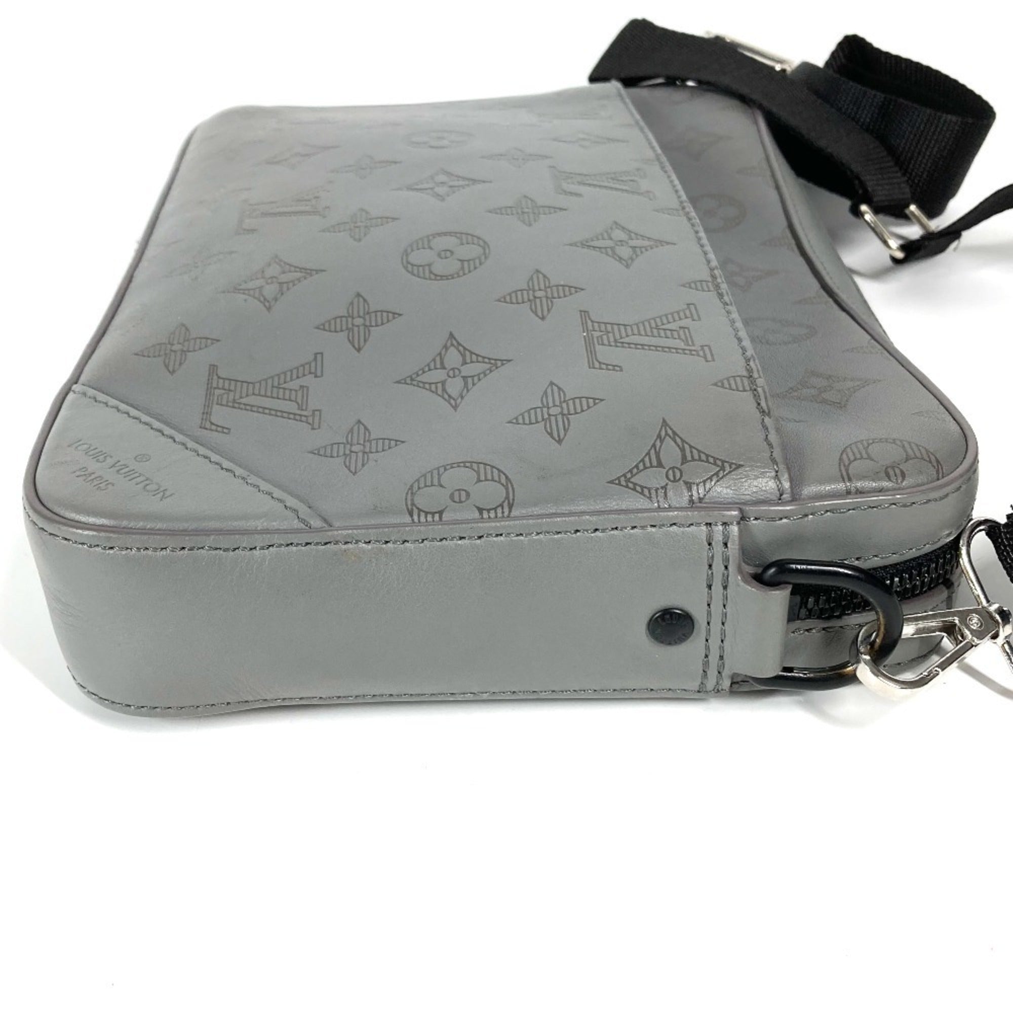 Louis Vuitton Gray Monogram Shadow Clutch Bag Shoulder Bag (Pre-Owned)
