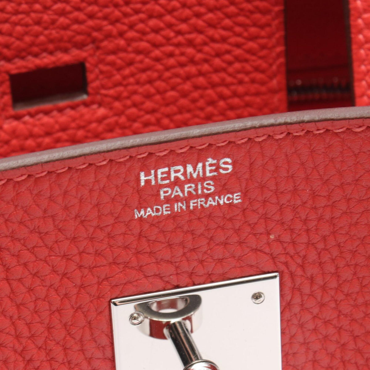 Hermes Red Color Togo Leather Leather Handbag (Pre-Owned)