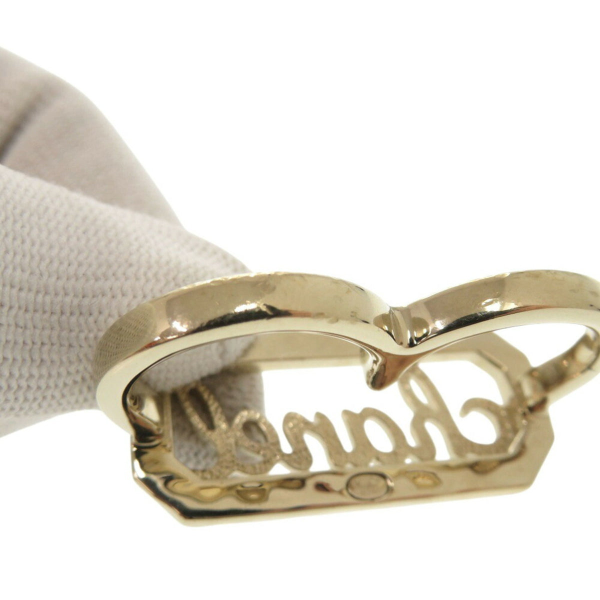 Chanel Gold Artificial Pearl Metal Band Ring (Pre-Owned)