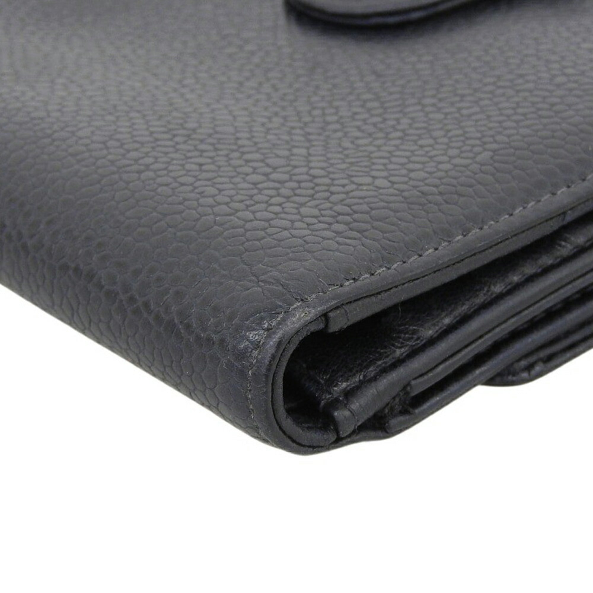 Chanel Black Grained Calfskin Wallet (Bi-Fold) (Pre-Owned)