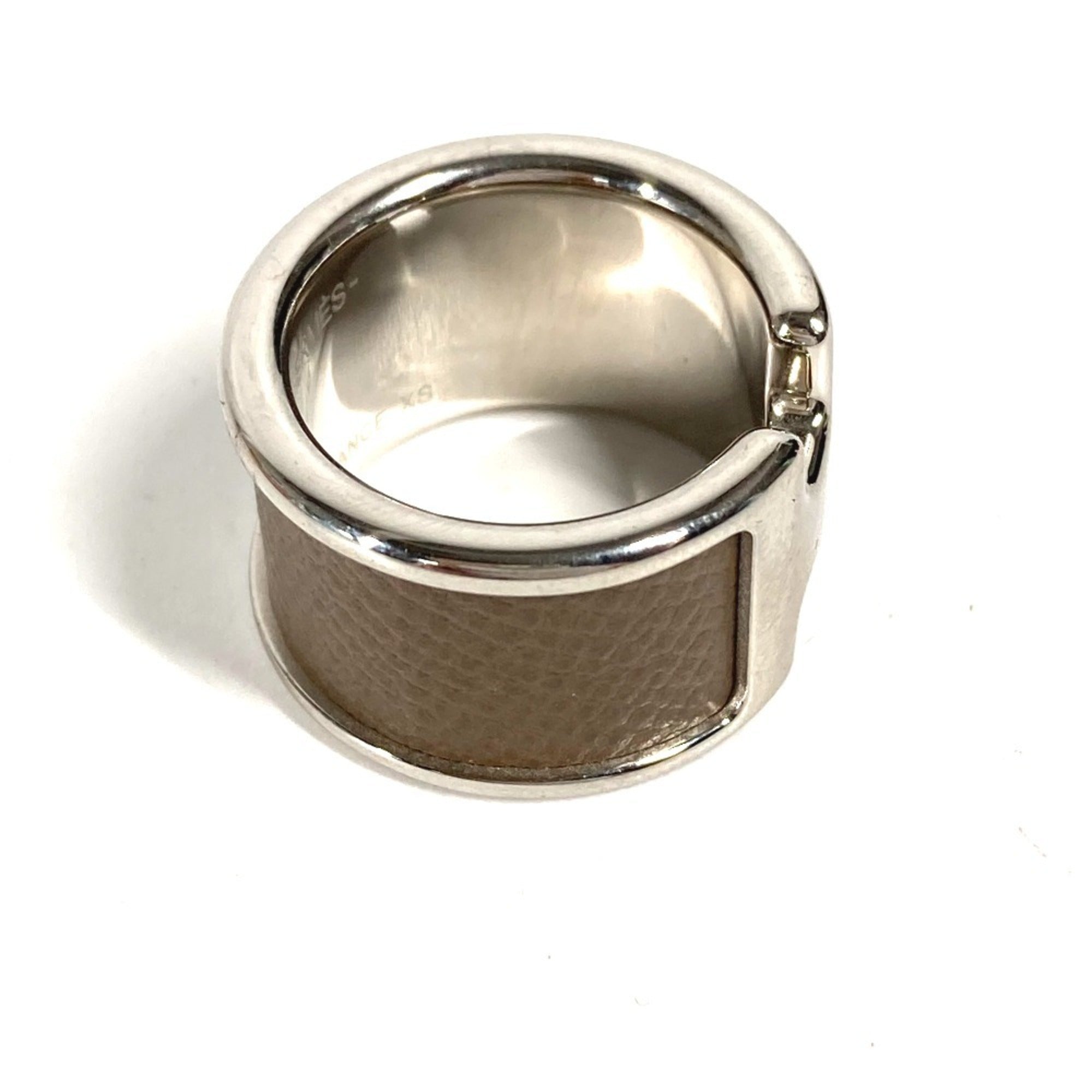 Hermes Etoupe Gray Gray Leather Band Ring (Pre-Owned)