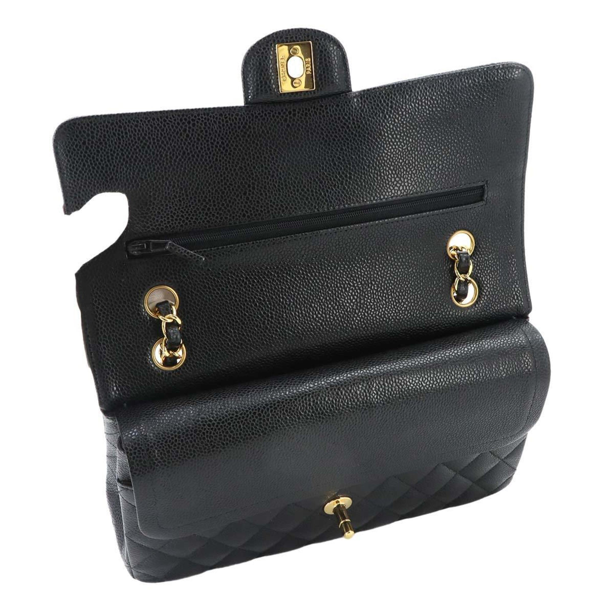 Chanel Black Grained Calfskin Handbag Shoulder Bag (Pre-Owned)