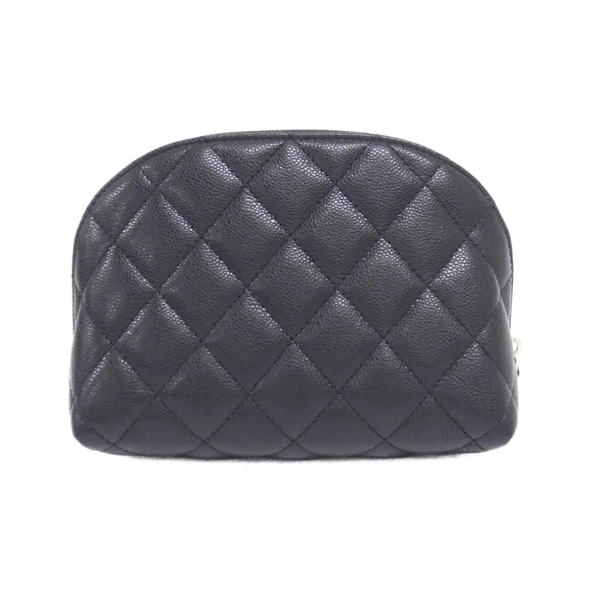 Chanel Black Grained Calfskin Pouch (Pre-Owned)