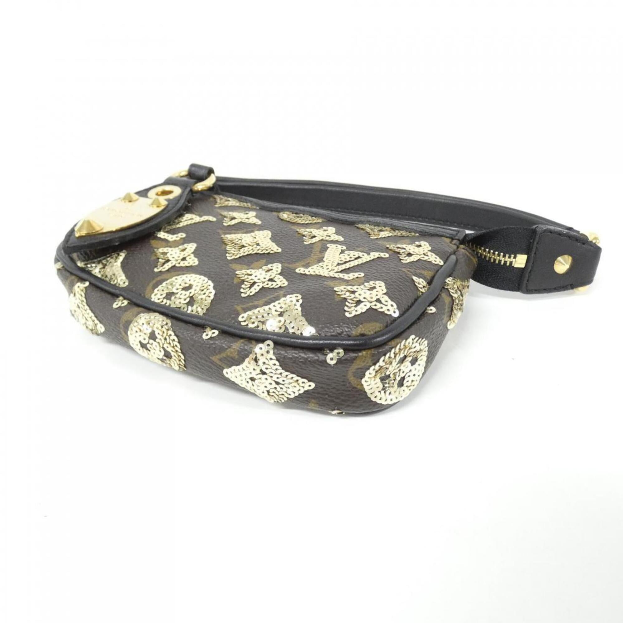 Louis Vuitton Monogram Eclipse Gold Coated Canvas Spangles Pochette Pouch (Pre-Owned)
