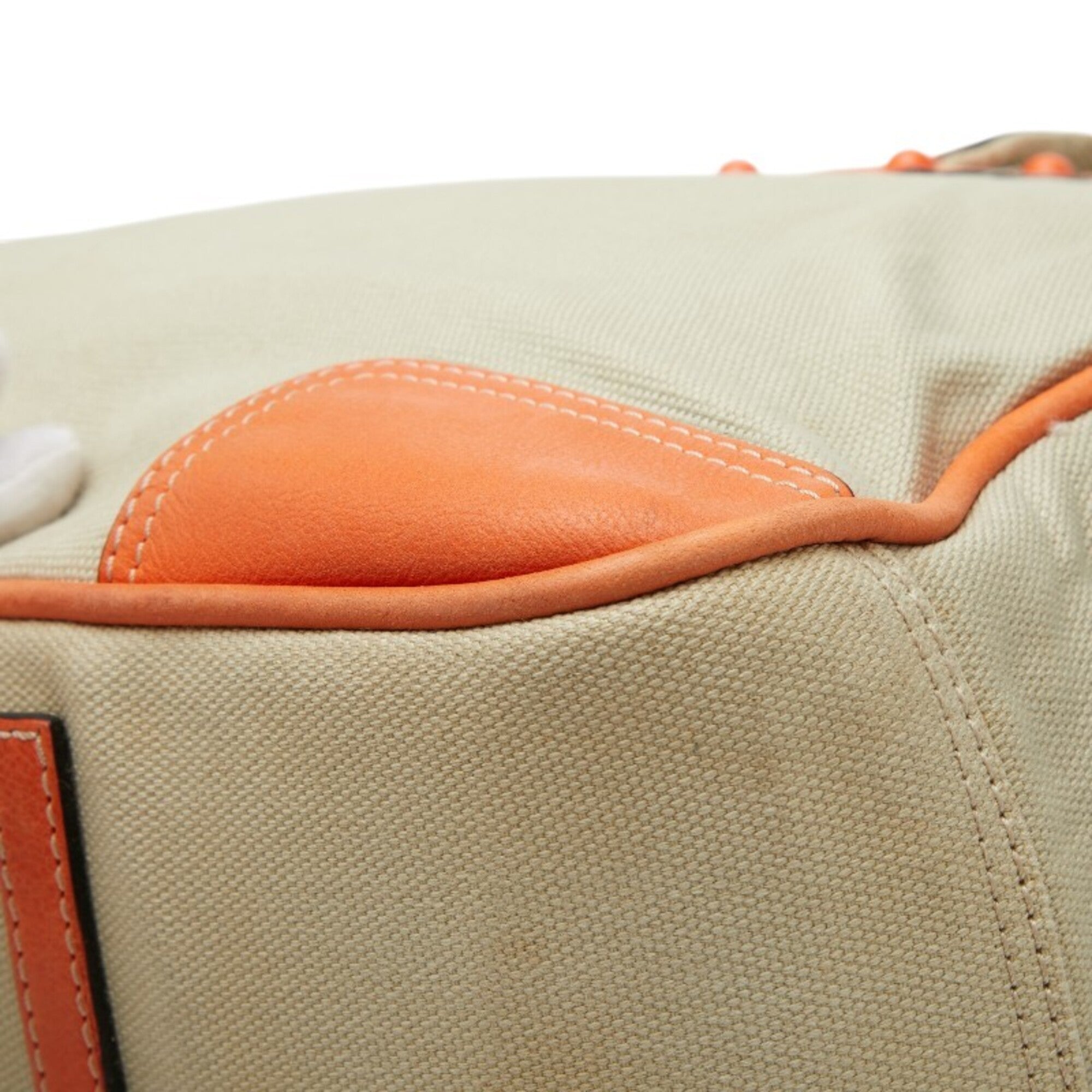 Loewe Beige Orange Canvas Leather Shoulder Bag Tote Bag (Pre-Owned)