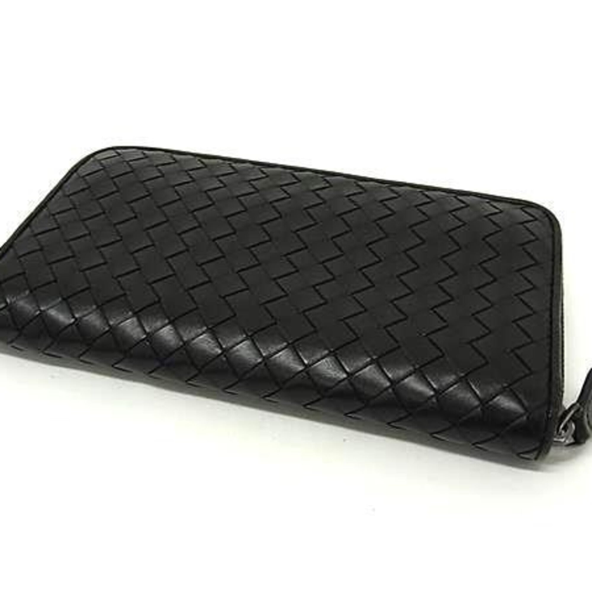 Bottega Veneta Intrecciato Black Leather Long Wallet (Bi-Fold) (Pre-Owned)