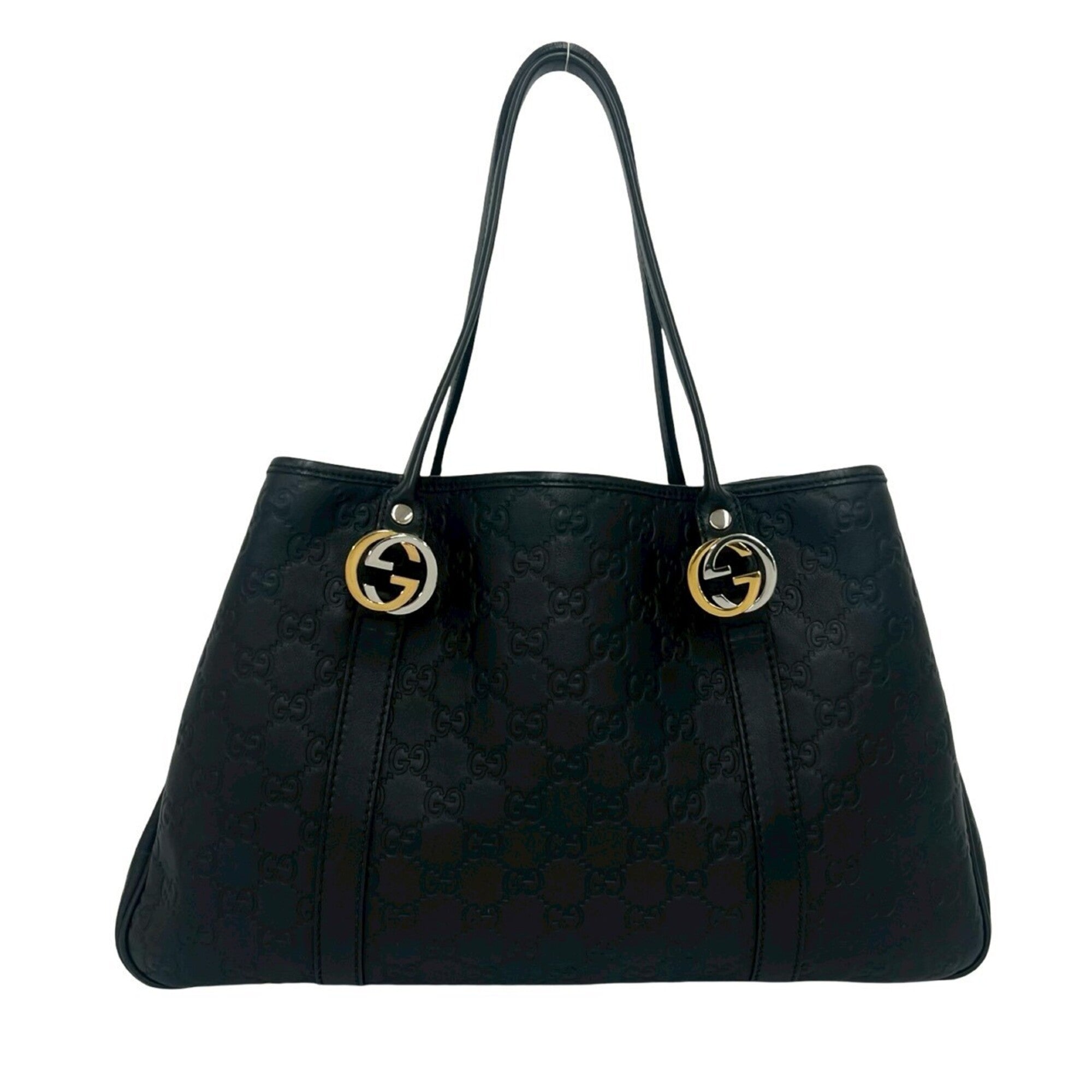 Gucci Black Leather Handbag Shoulder Bag Tote Bag (Pre-Owned)