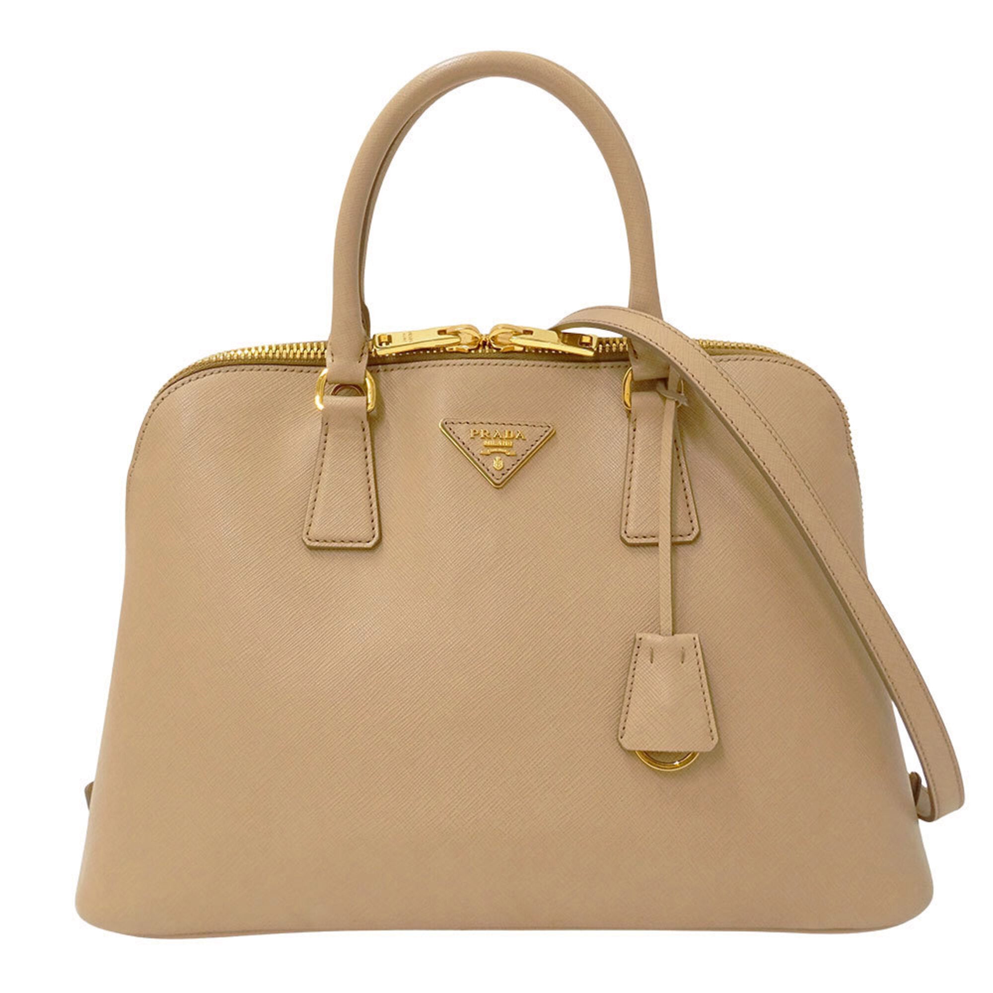 Prada Beige Saffiano Triangle Handbag Shoulder Bag (Pre-Owned)