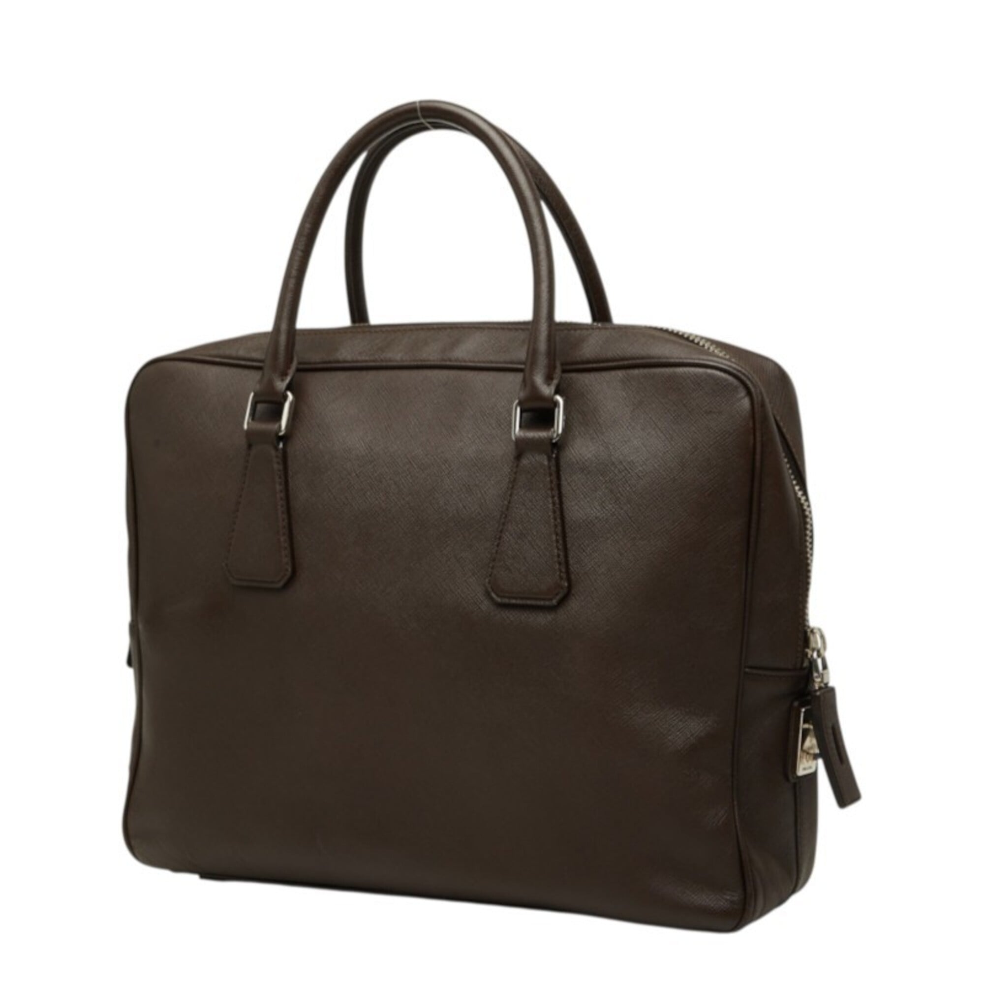 Prada Brown Leather Briefcase (Pre-Owned)