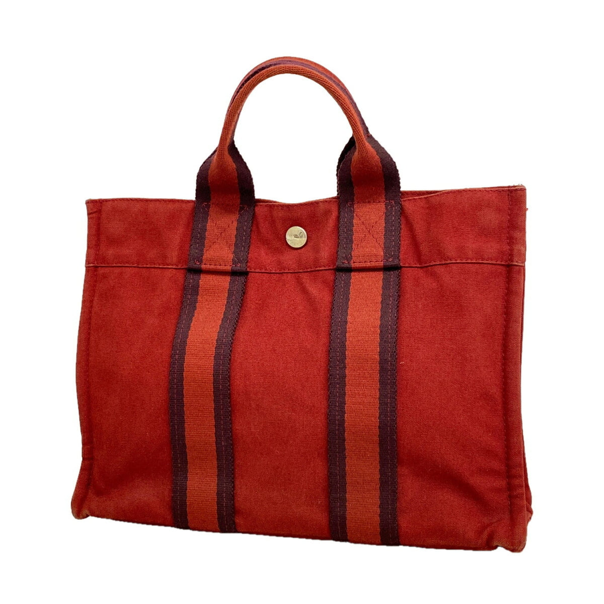 Hermes Red Color Canvas Handbag (Pre-Owned)