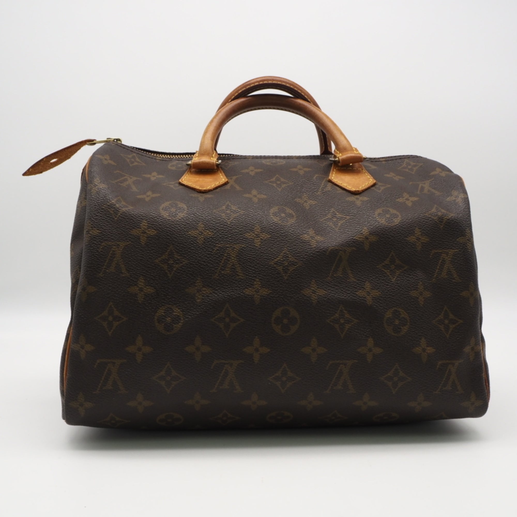 Louis Vuitton Beige Brown Coated Canvas Leather Handbag (Pre-Owned)