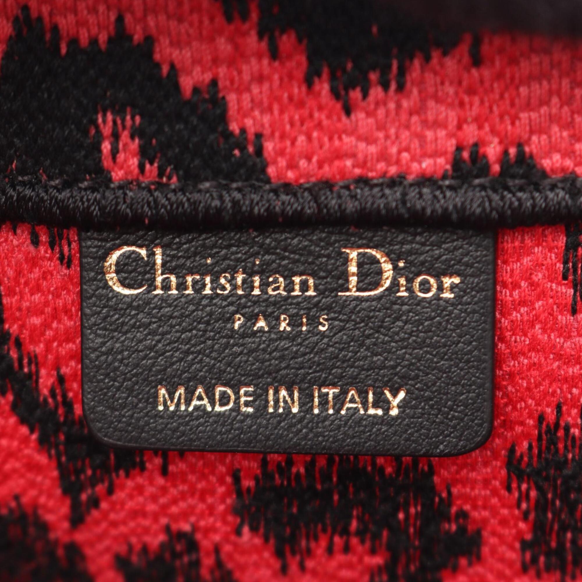 Christian Dior Black Red Color Canvas Handbag Tote Bag (Pre-Owned)