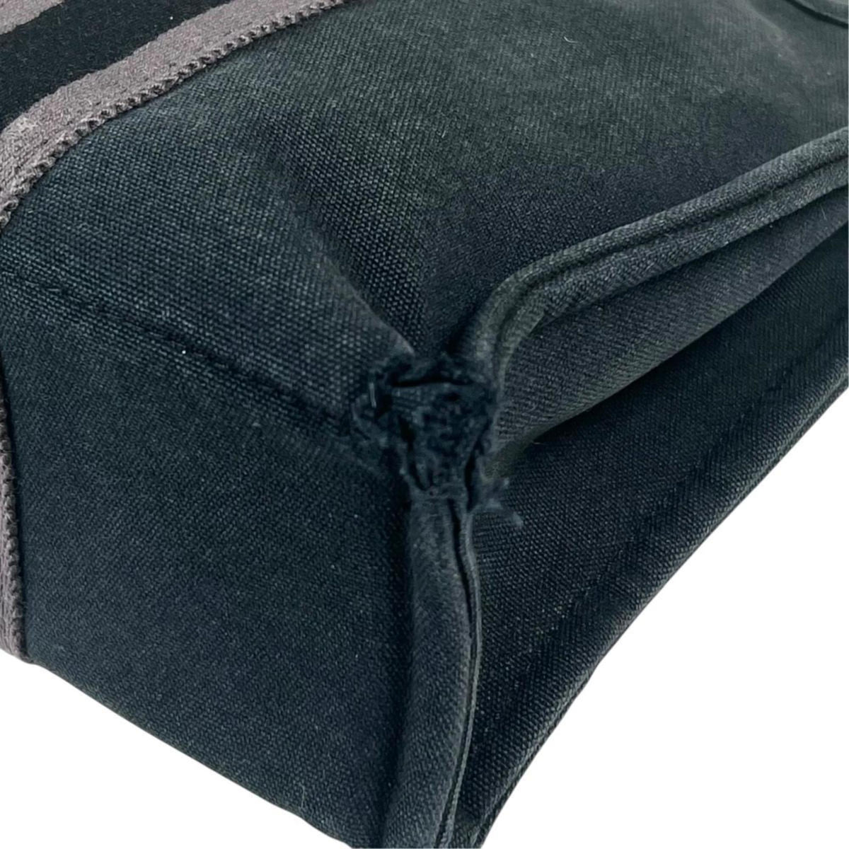 Hermes Black Canvas Handbag Tote Bag (Pre-Owned)