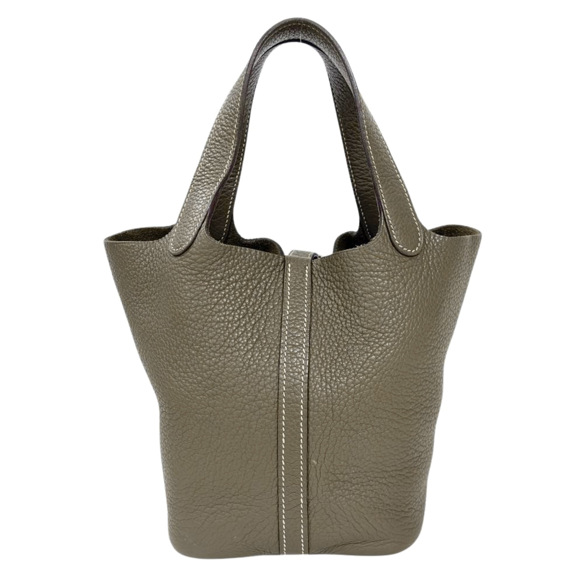 Hermes Picotin Etoupe Gray Gray Taurillon Clemence Leather Handbag (Pre-Owned)