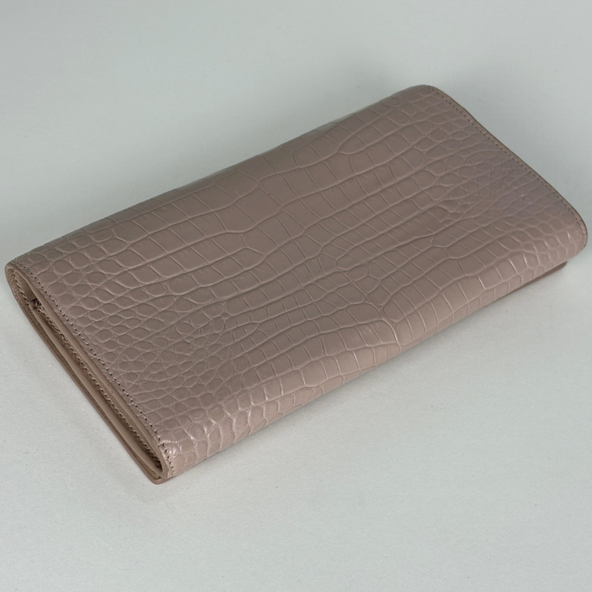 Saint Laurent Pink Leather Long Wallet (Bi-Fold) (Pre-Owned)