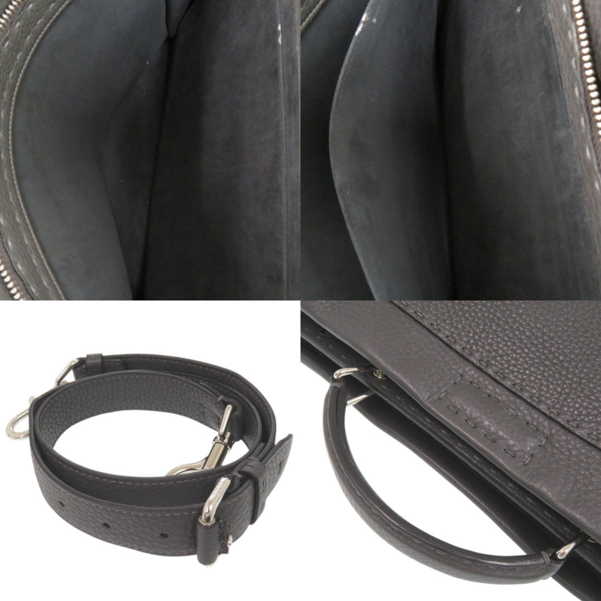 Fendi Gray Leather Handbag (Pre-Owned)