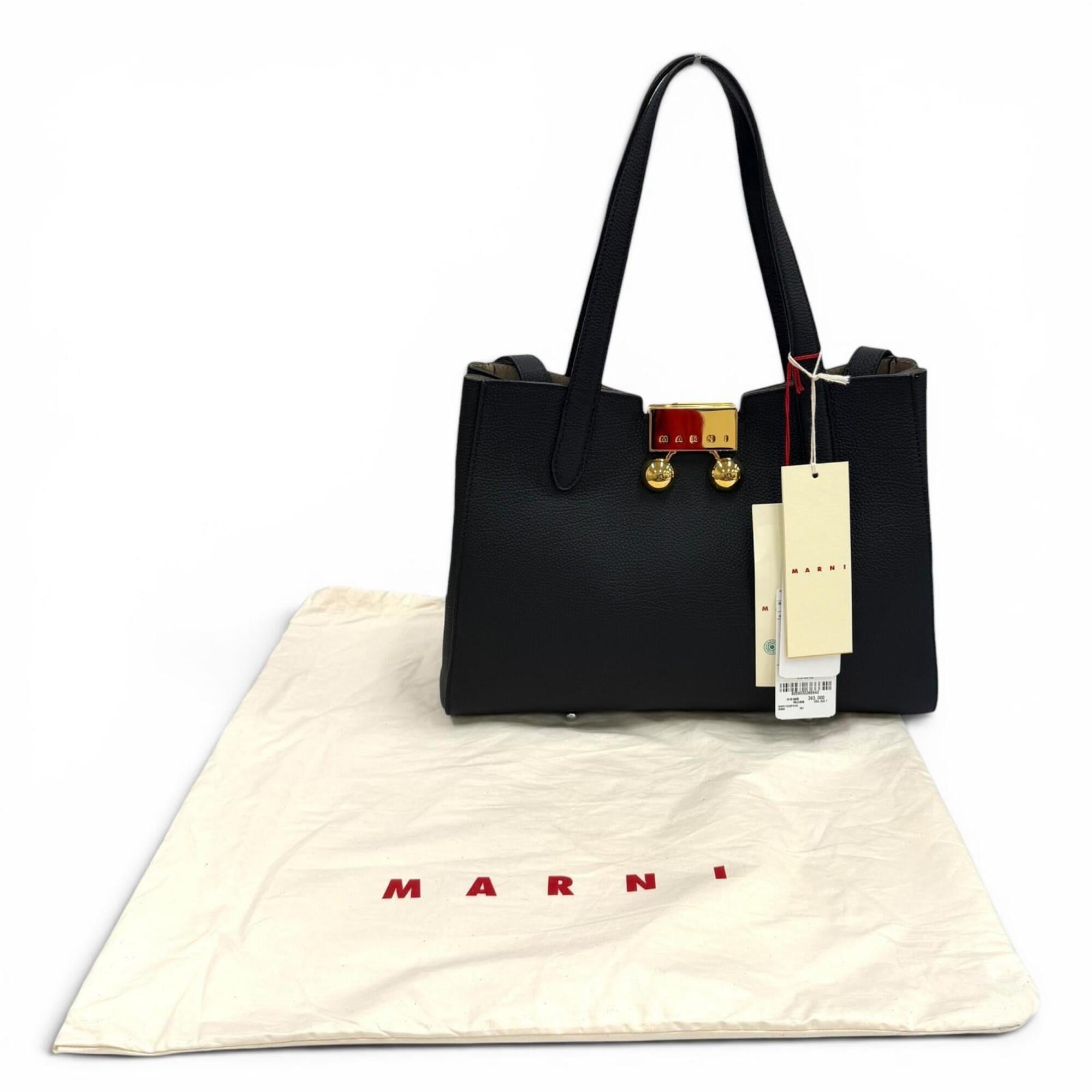 Marni Black Leather Tote Bag (Pre-Owned)