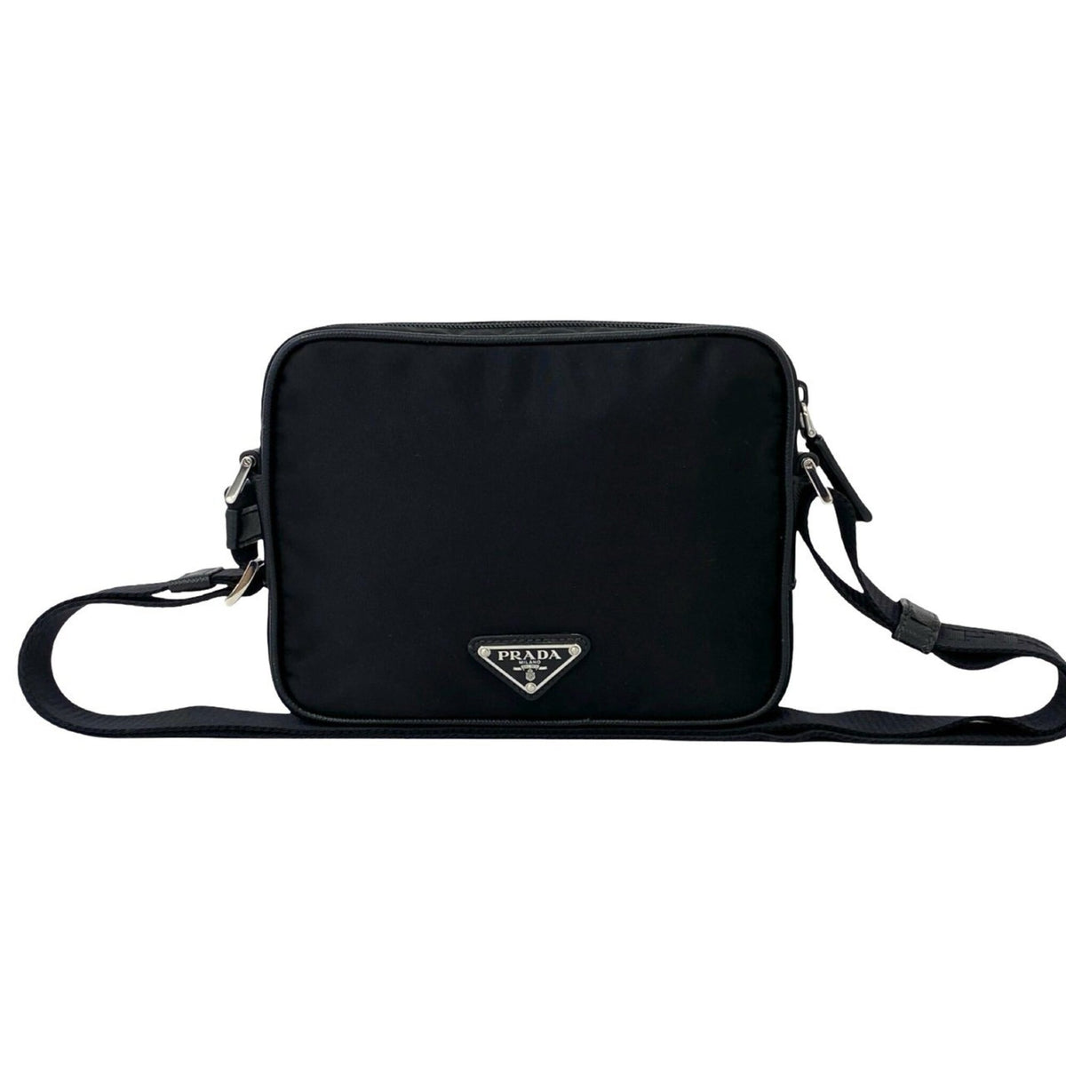 Prada Black Nylon Leather Pochette Shoulder Bag (Pre-Owned)