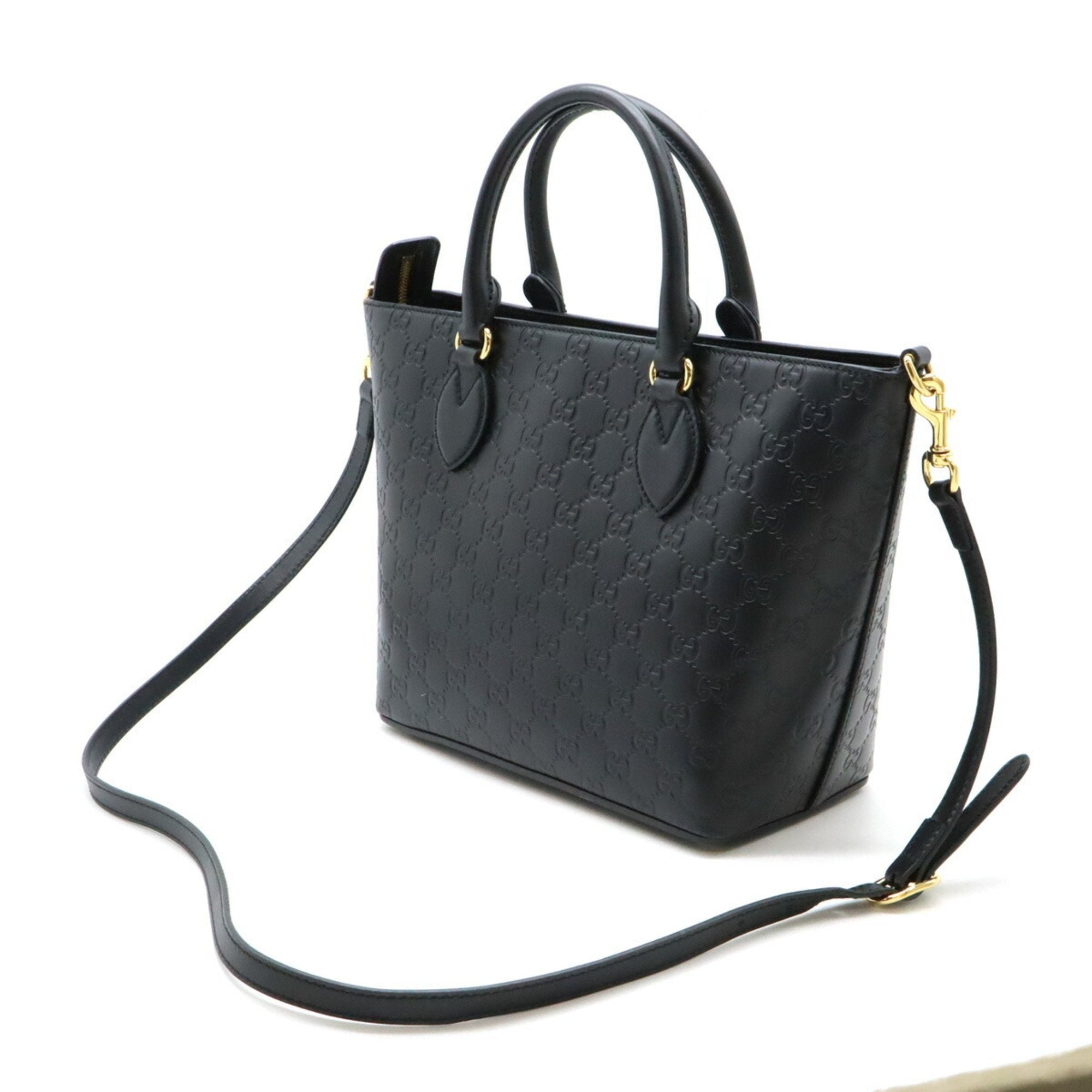 Gucci Black Leather Handbag Shoulder Bag Tote Bag (Pre-Owned)