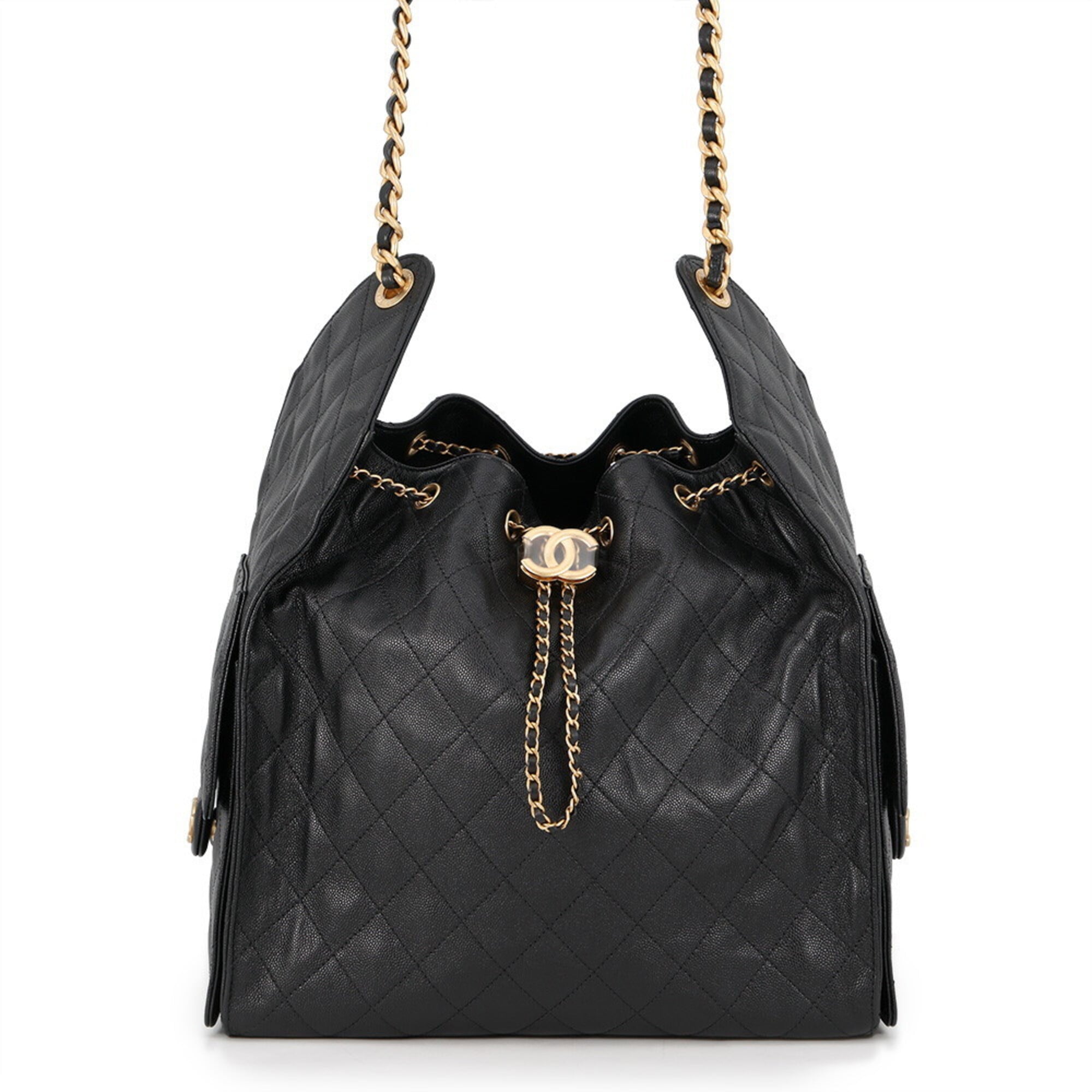 Chanel Black Grained Calfskin Shoulder Bag (Pre-Owned)