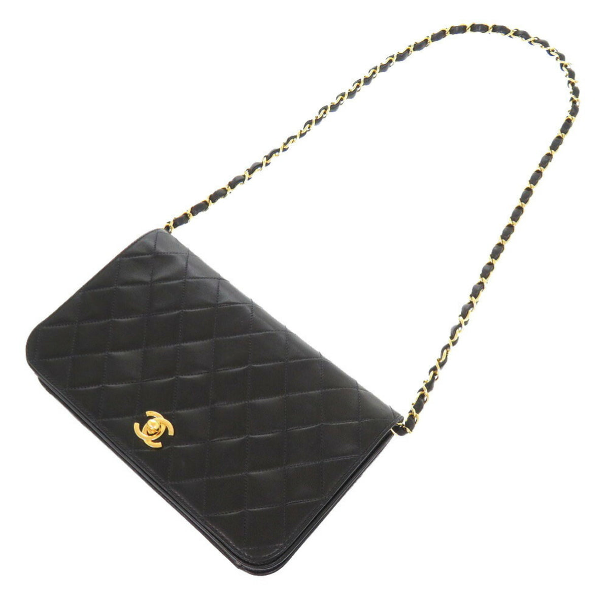 Chanel Matelasse Black Leather Shoulder Bag (Pre-Owned)