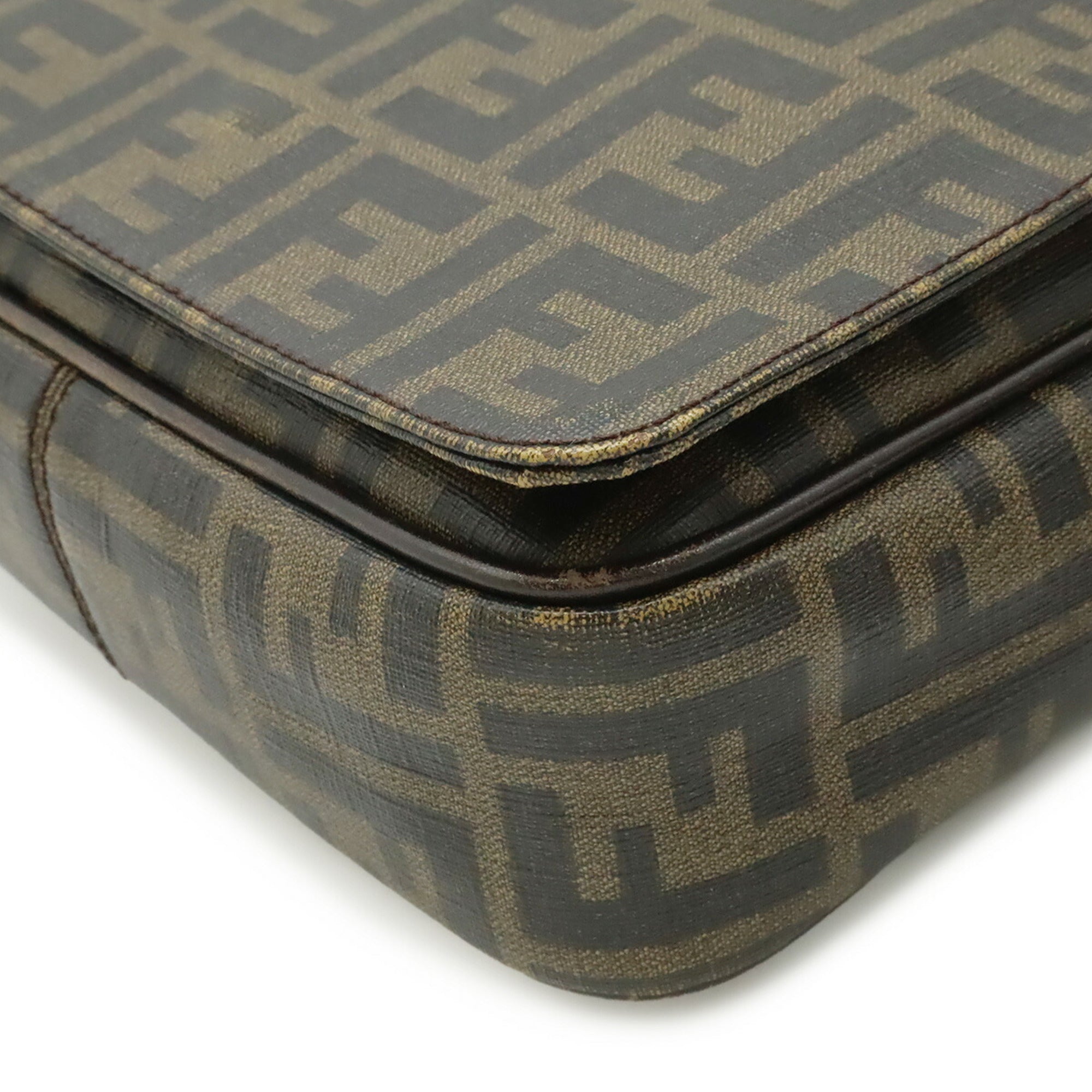 Fendi Dark Brown Khaki Brown Pvc Leather Shoulder Bag (Pre-Owned)